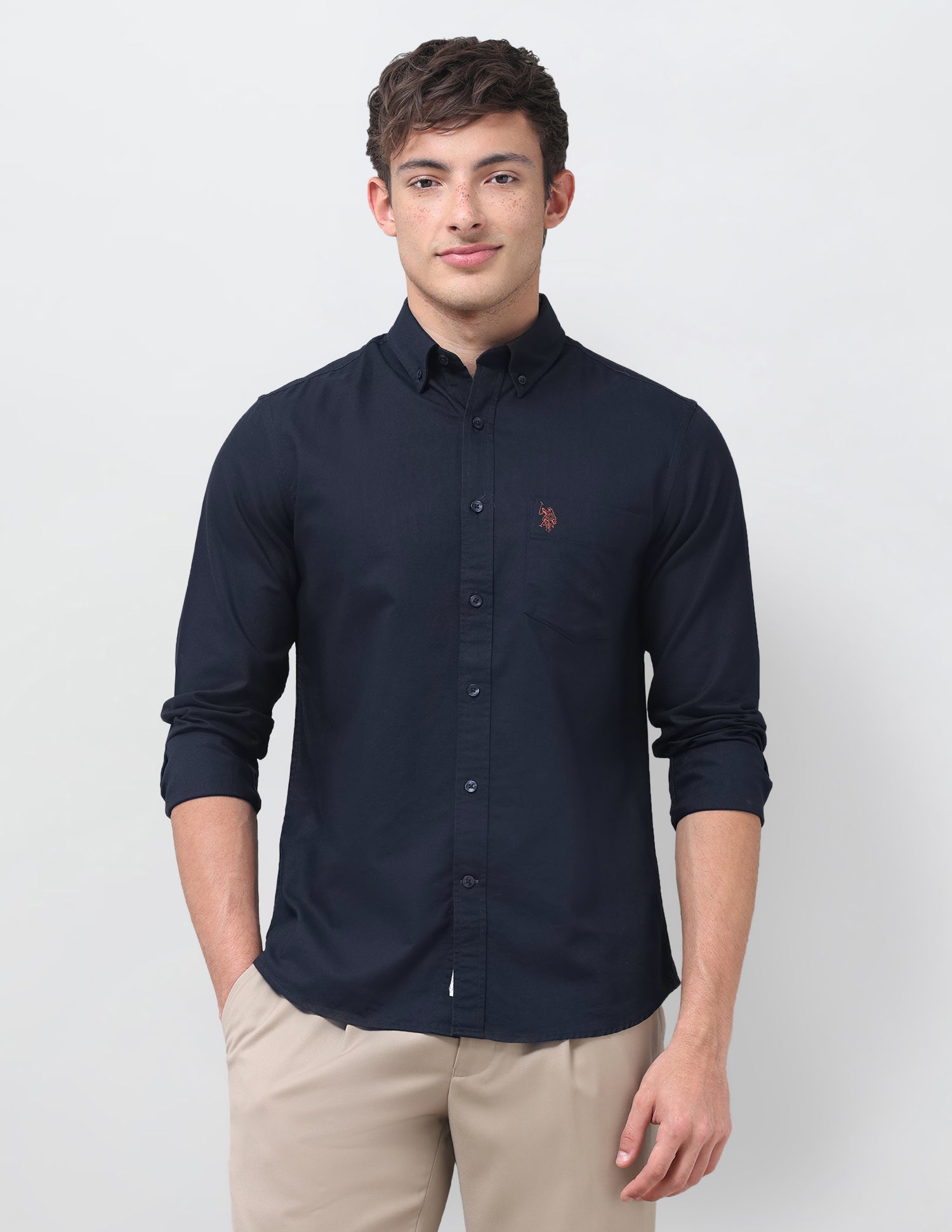 Tailored Fit Oxford Shirt Navy - U.S. Polo Assn. India | Large