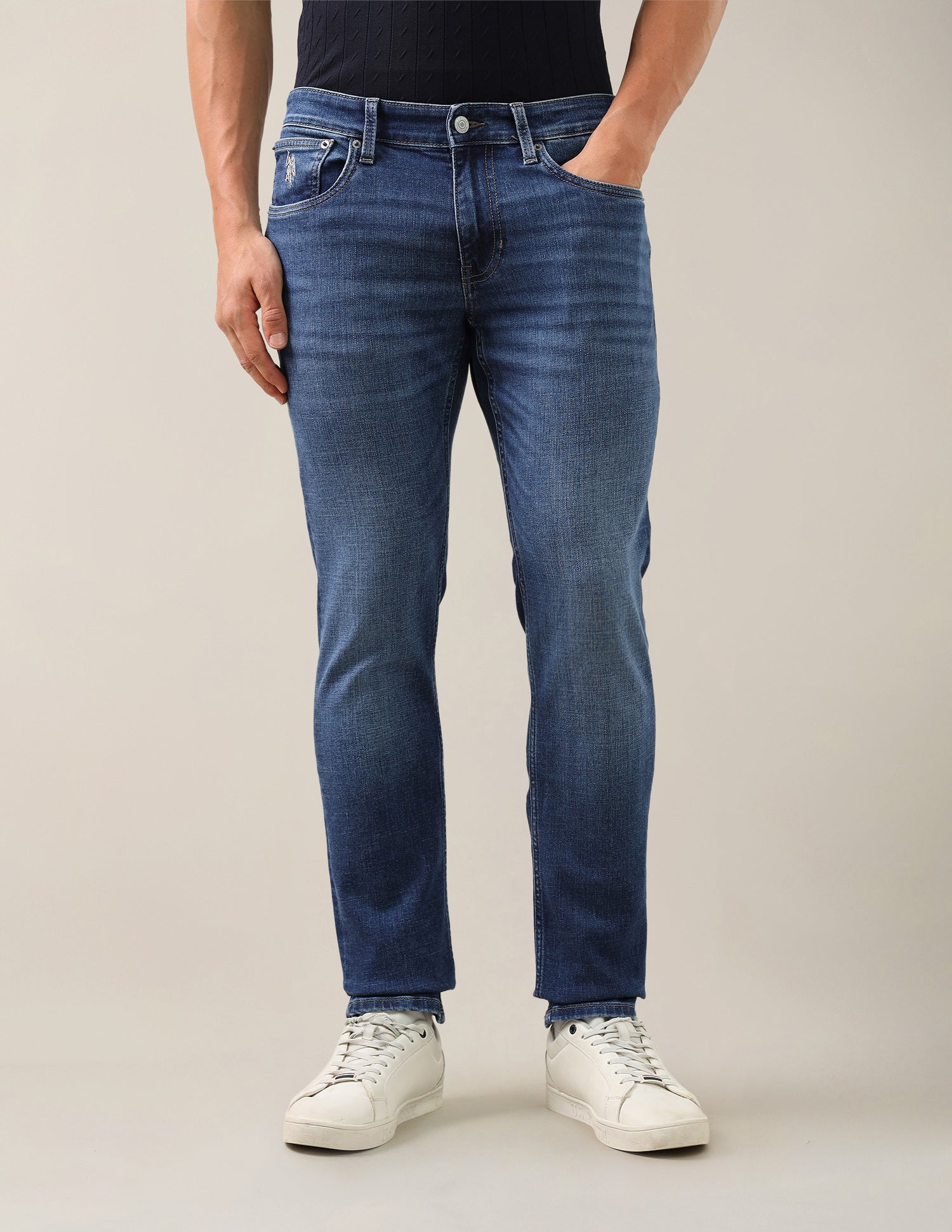 Brandon Slim-Tapered Fit Blue Jeans Mid Blue - U.S. Polo Assn. India | Large