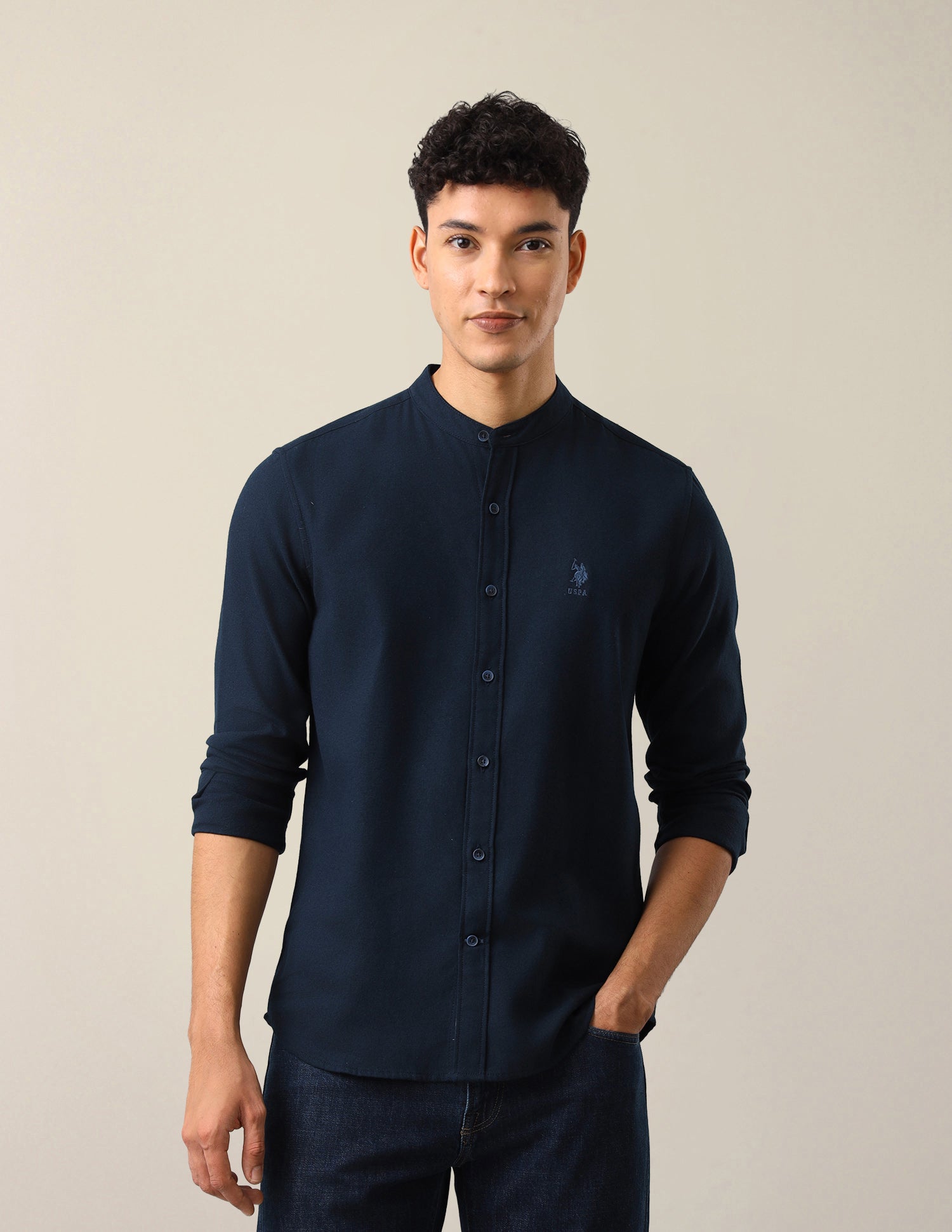 Twill Solid Shirt Navy - U.S. Polo Assn. India | Large
