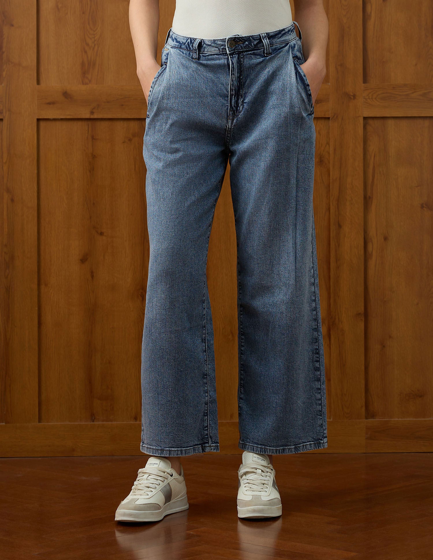 High-Rise Wide Leg Fit Jeans Blue - U.S. POLO ASSN. | Large