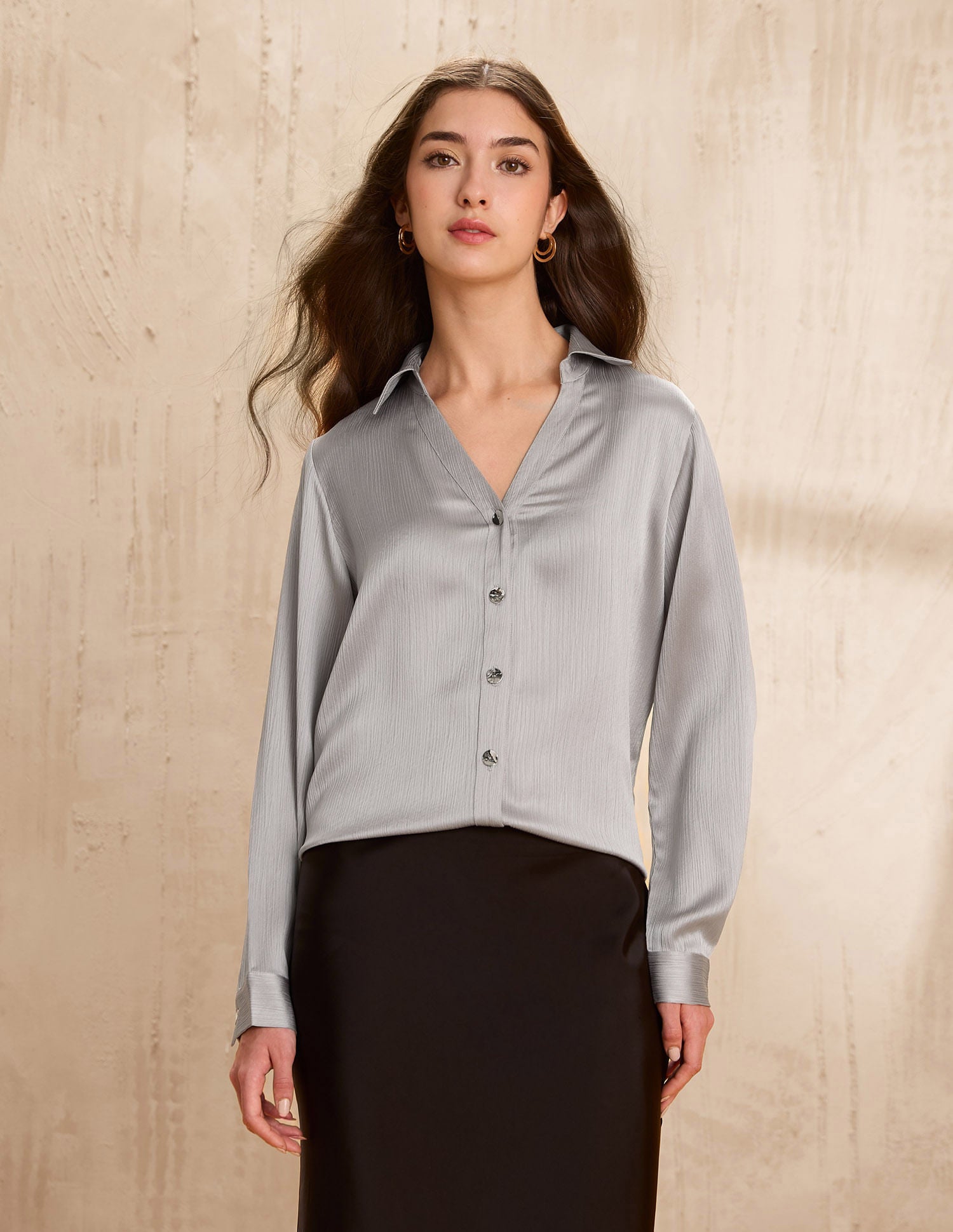 Crinkled Regular Fit Shirt Grey - U.S. POLO ASSN. | Large