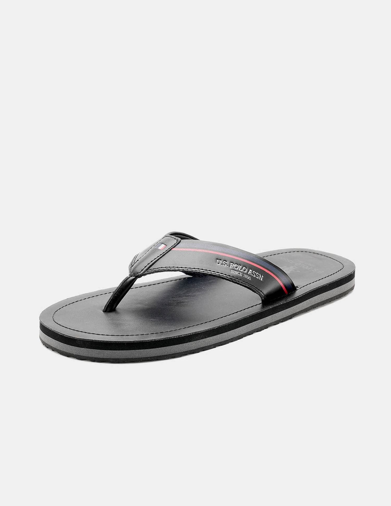 Men Nesta Striped Flip Flops Black - U.S. POLO ASSN. | Large
