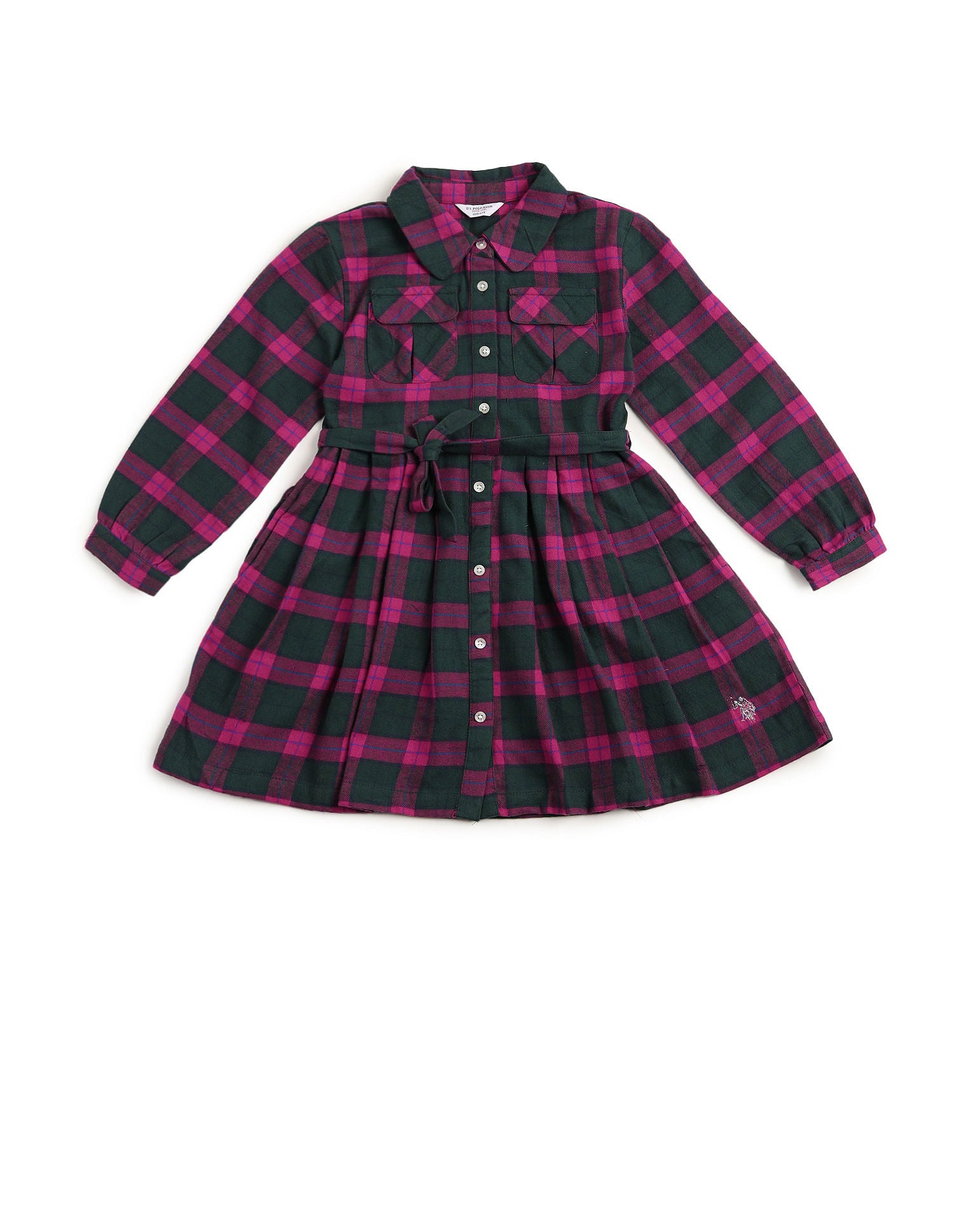 Girls Checked Fit & Flare Dress Red - U.S. POLO ASSN. | Large