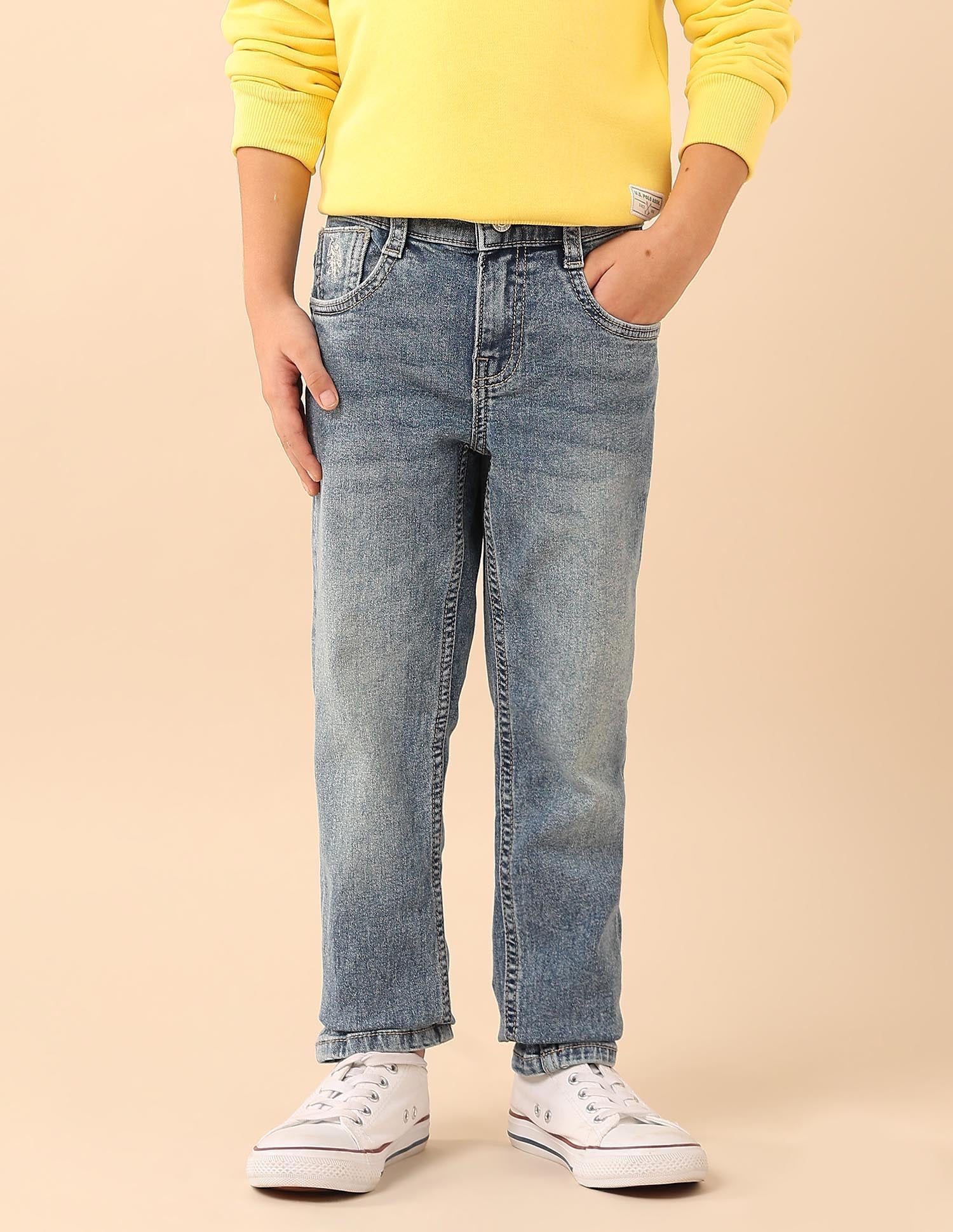 Boys Slim Fit Whiskered Jeans Blue - U.S. POLO ASSN. | Large