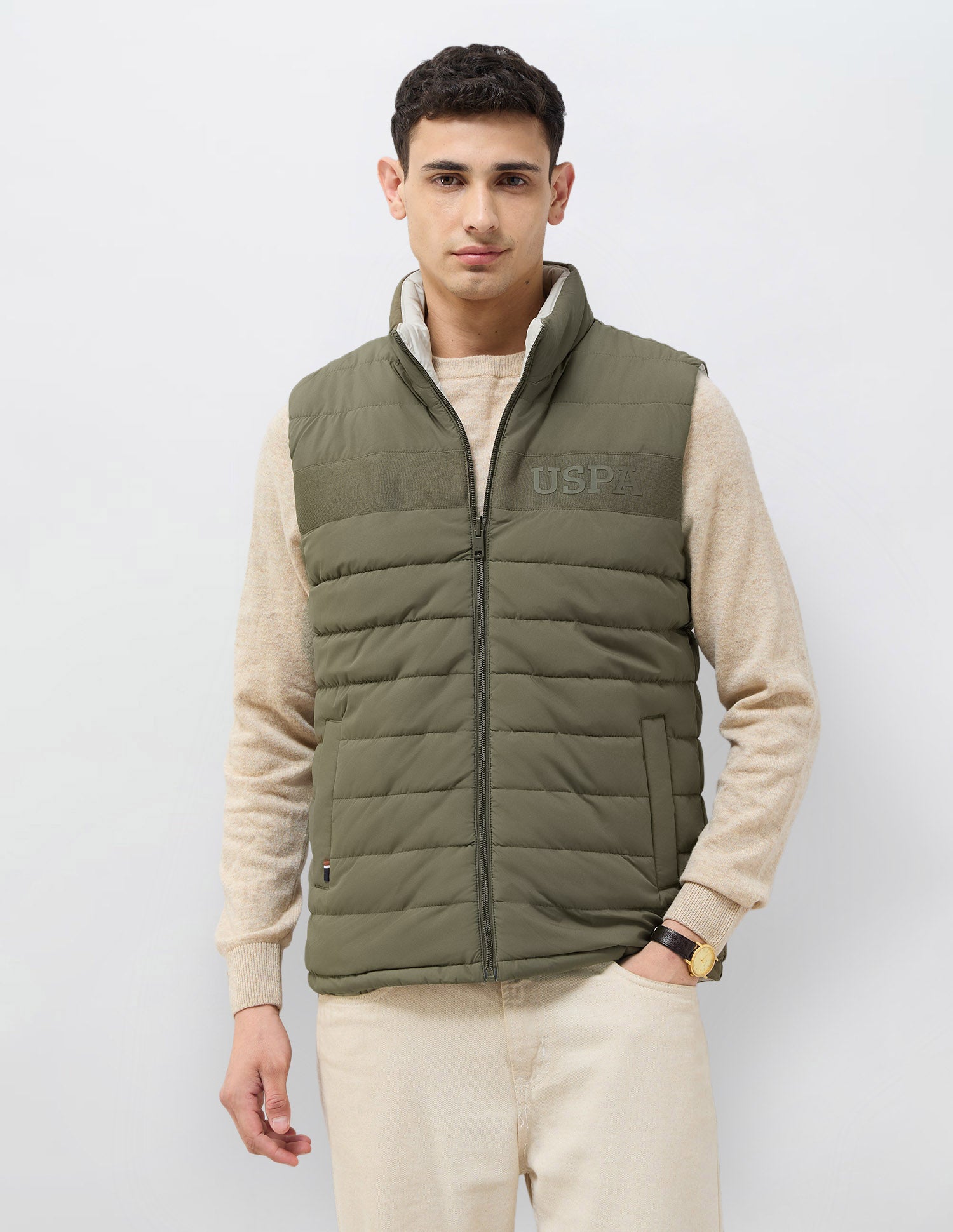 Solid Regular Fit Reversible Jacket Olive - U.S. POLO ASSN. | Large