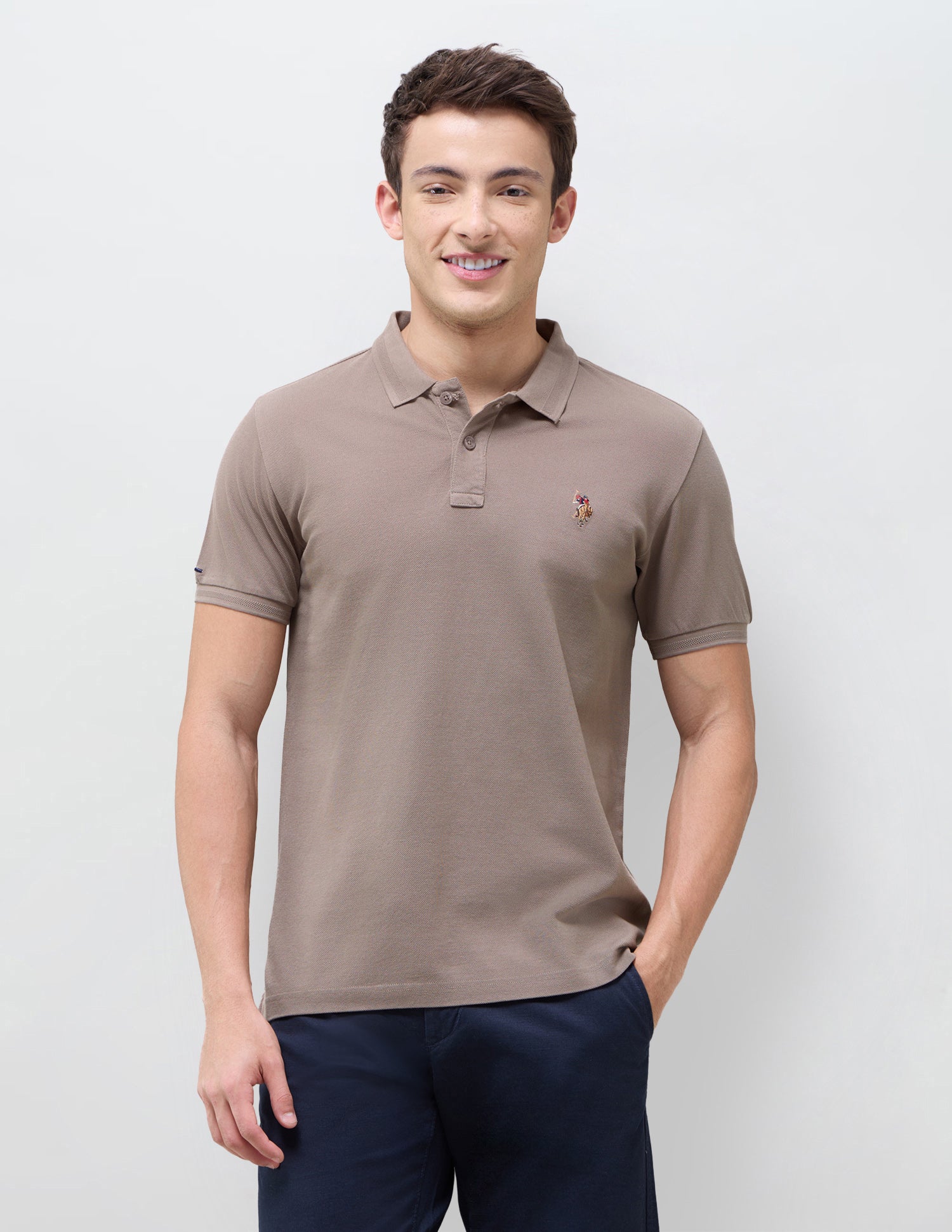 Solid Slim Fit Polo Shirt Brown - U.S. Polo Assn. India | Large