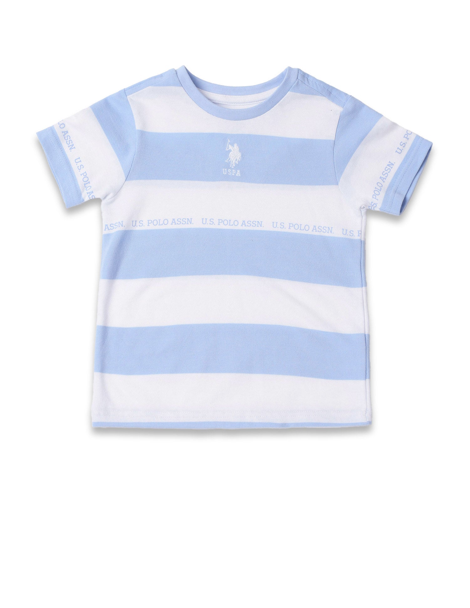Boys Horizontal Striped Regular Fit T-Shirt Light Blue - U.S. POLO ASSN. | Large
