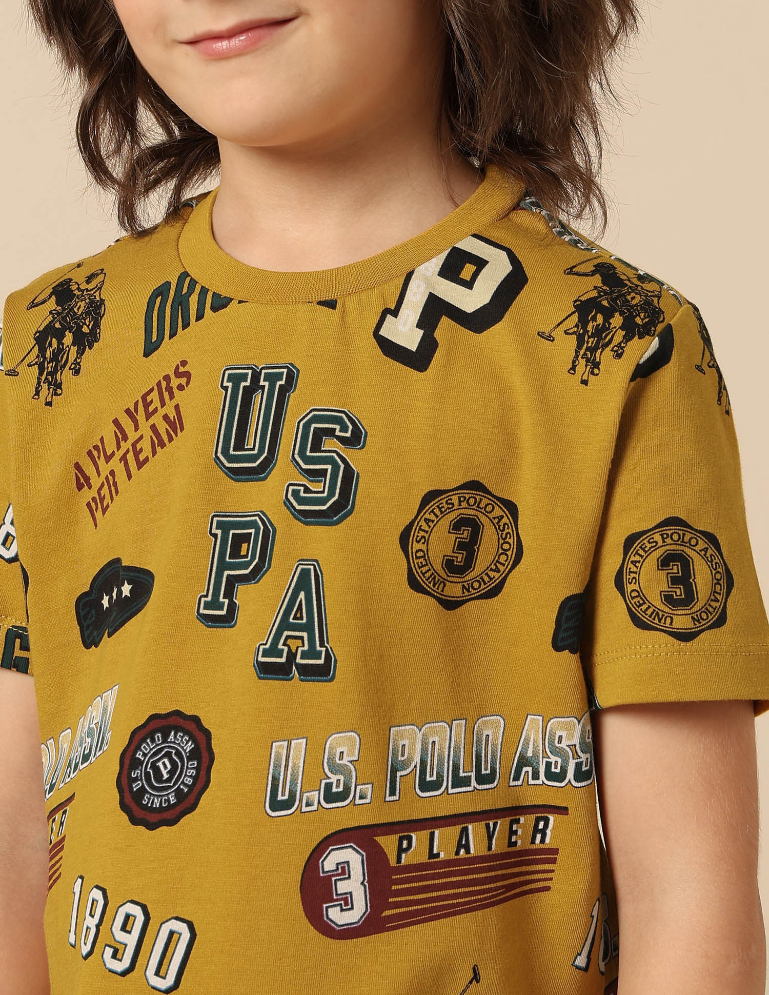 Boys Graphic Printed Pure Cotton T Shirt Yellow - U.S. POLO ASSN. | Large