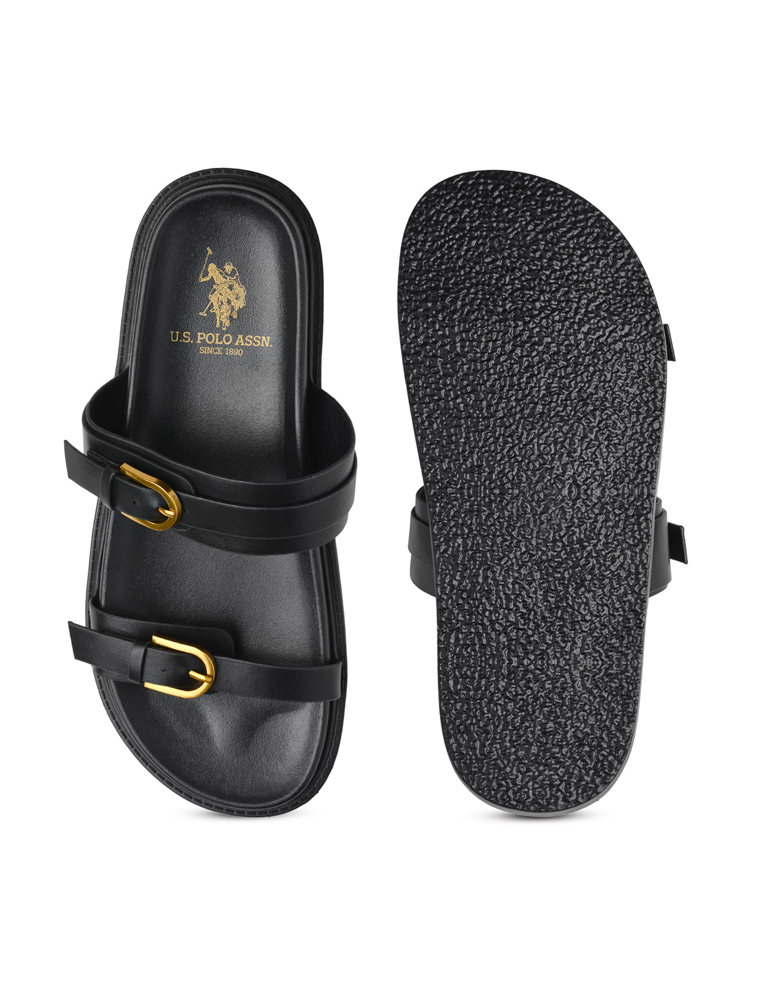 Textured Vincenza Slippers Black - U.S. Polo Assn. India | Large