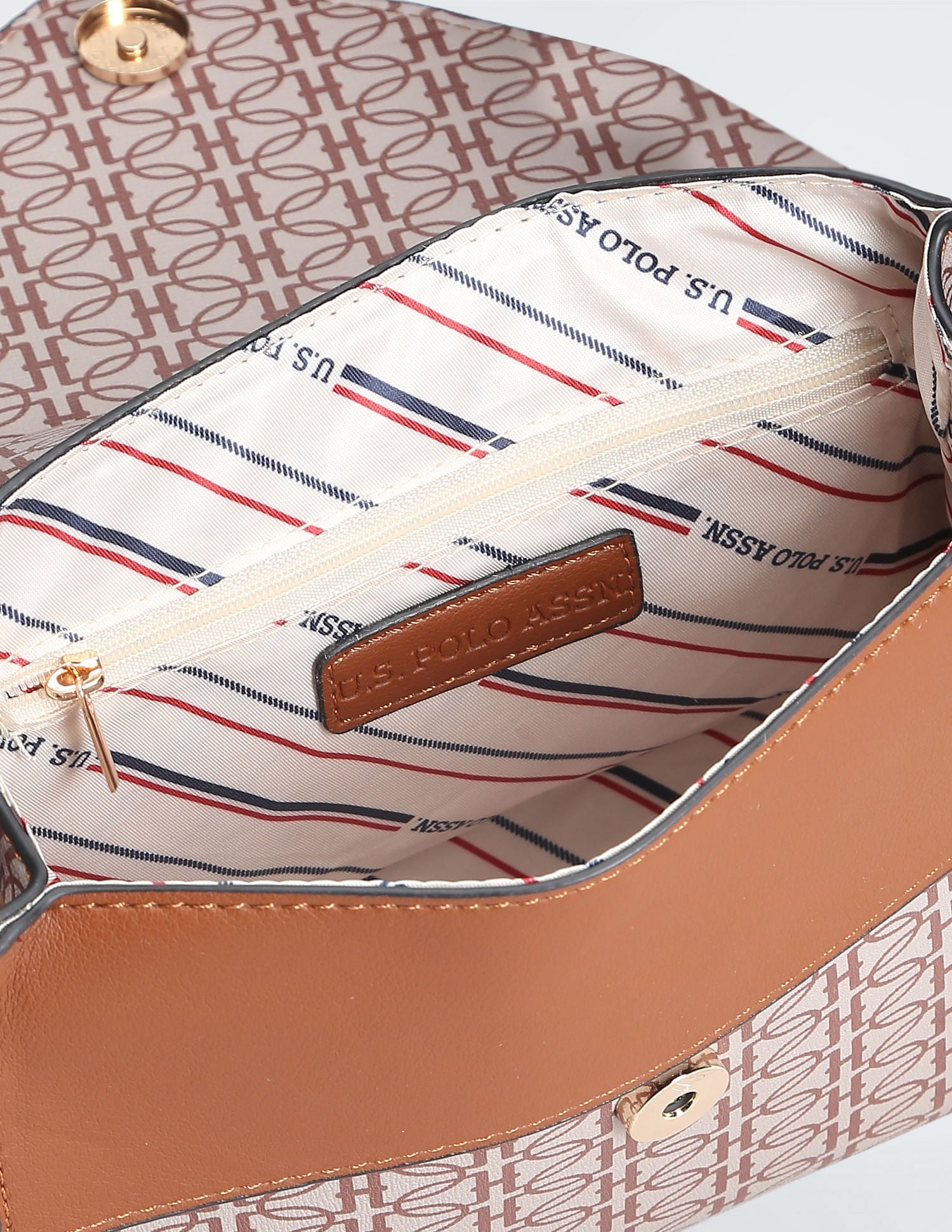 All Over Geometric Print Sling Bag Beige - U.S. POLO ASSN. | Large