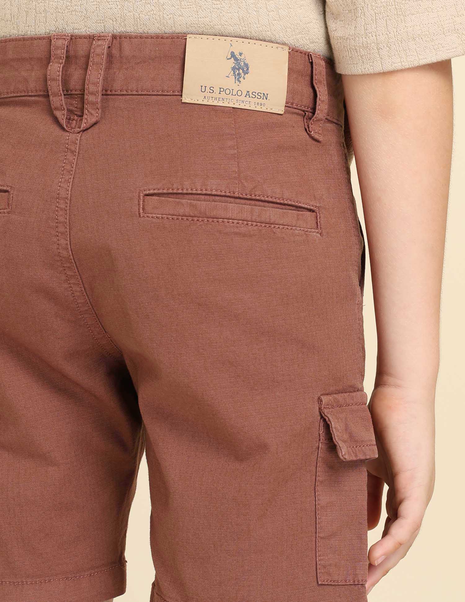 Boys Regular Fit Cargo Shorts Brown - U.S. POLO ASSN. | Large