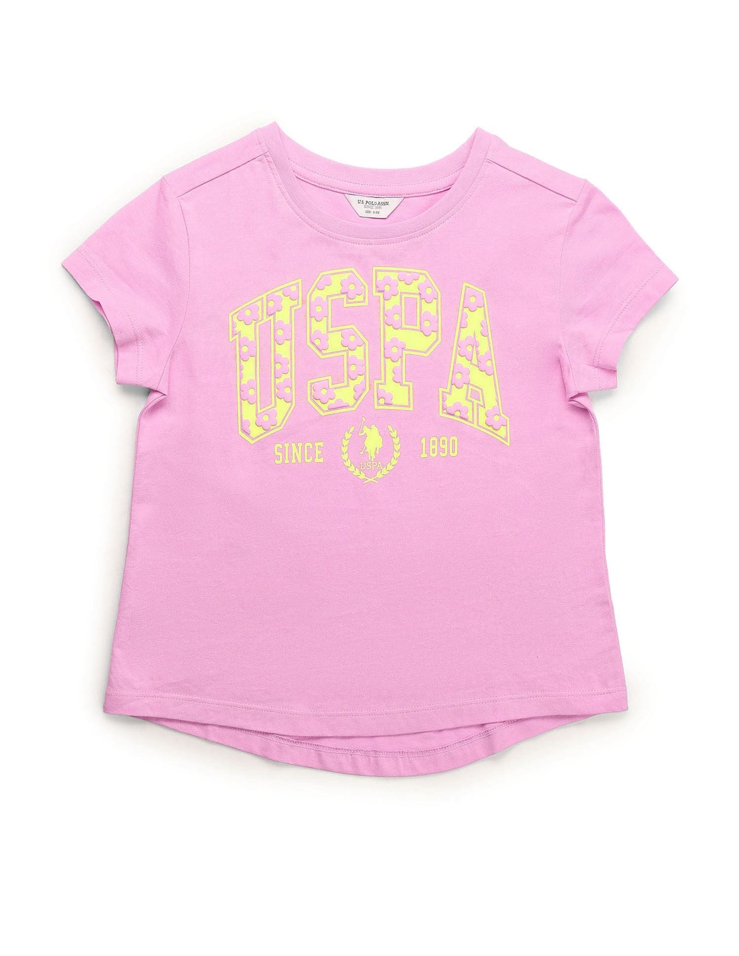 Girls Puff Print Relaxed Fit T-Shirt Pink - U.S. POLO ASSN. | Large