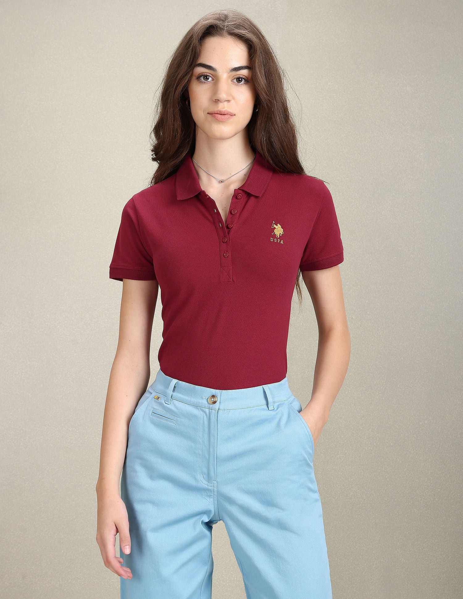 Solid Slim Polo Shirt Wine - U.S. POLO ASSN. | Large