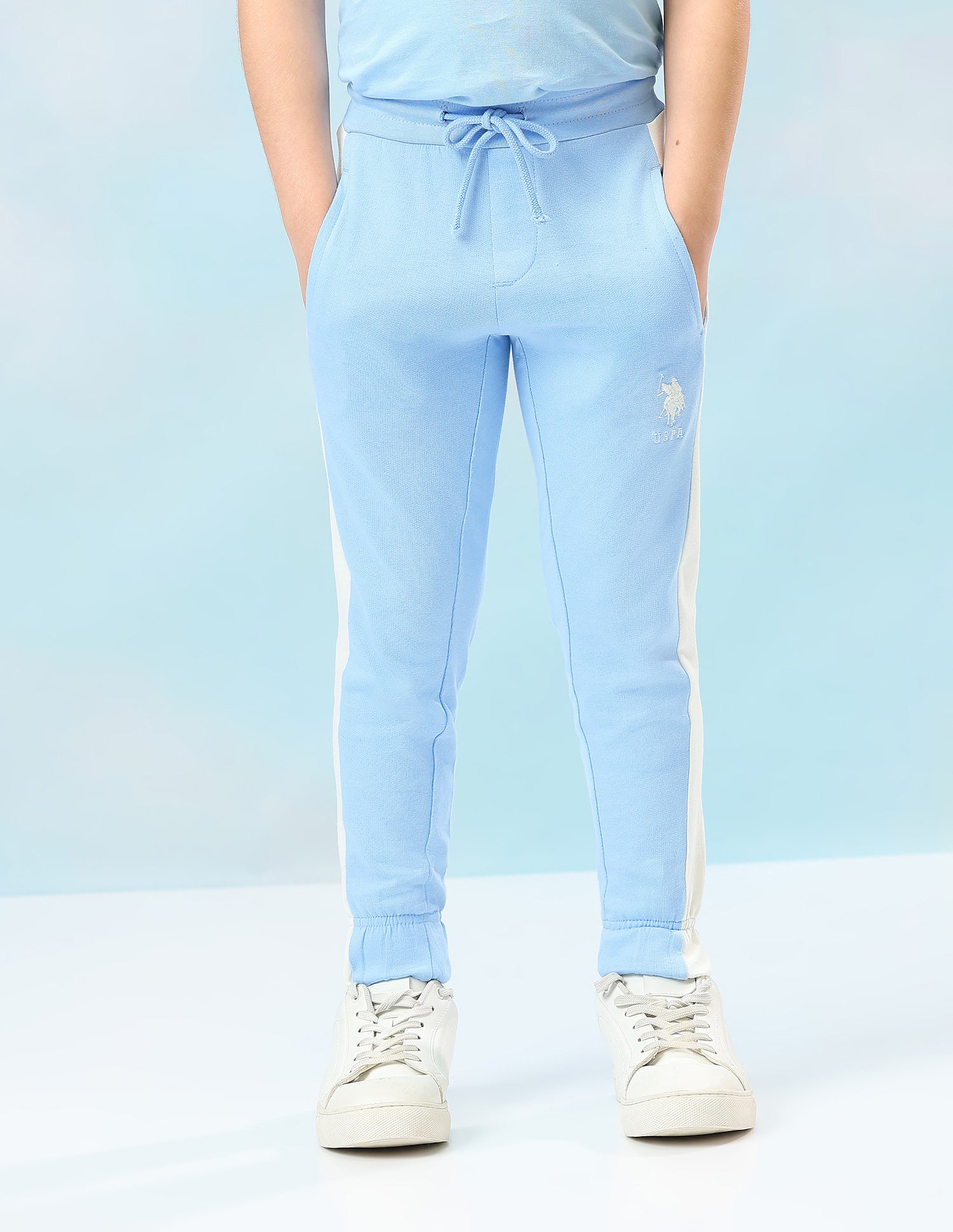 Solid Mid Rise Joggers Blue - U.S. Polo Assn. India | Large