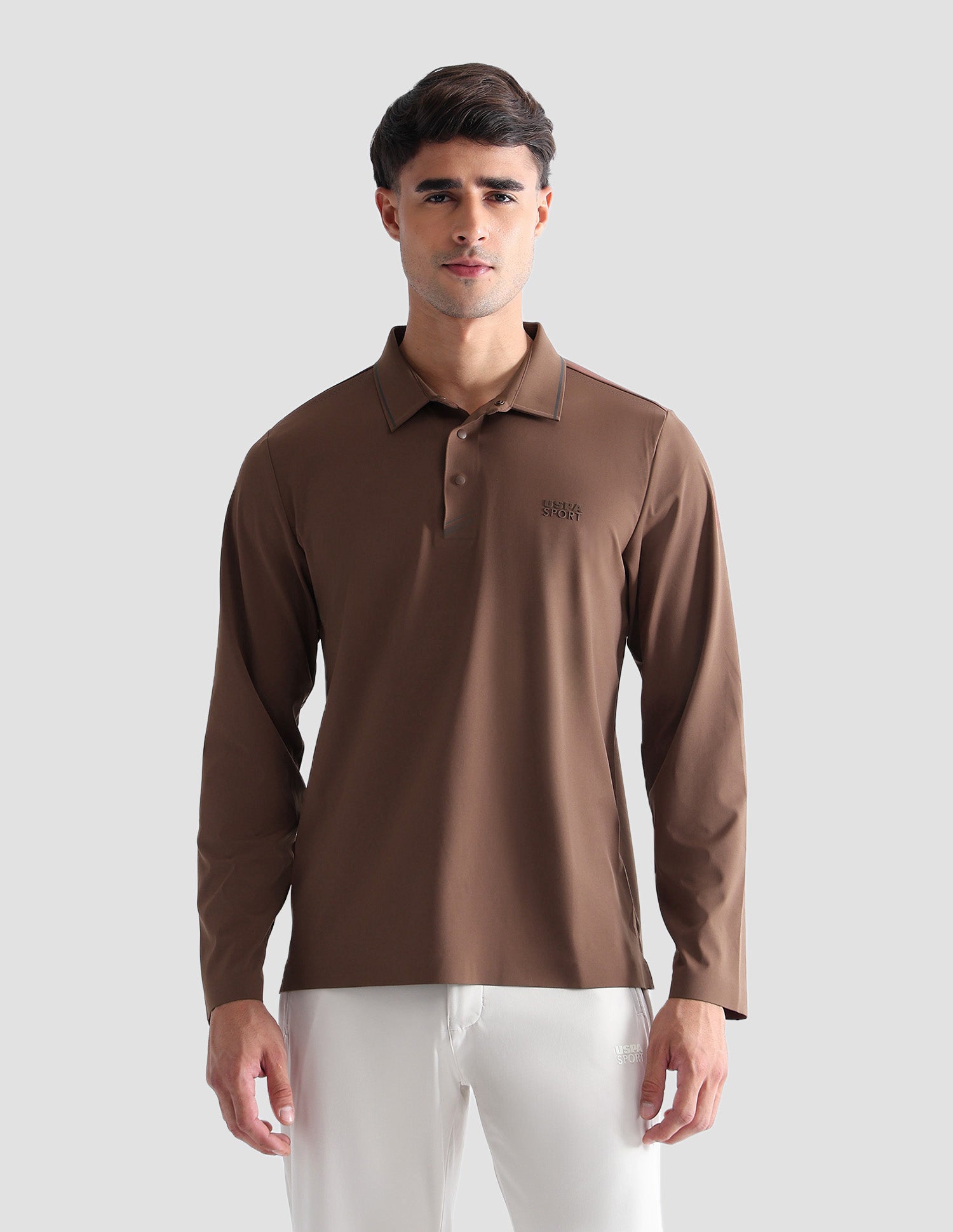 Solid Regular Fit Active Polo Shirt Brown - U.S. POLO ASSN. | Large
