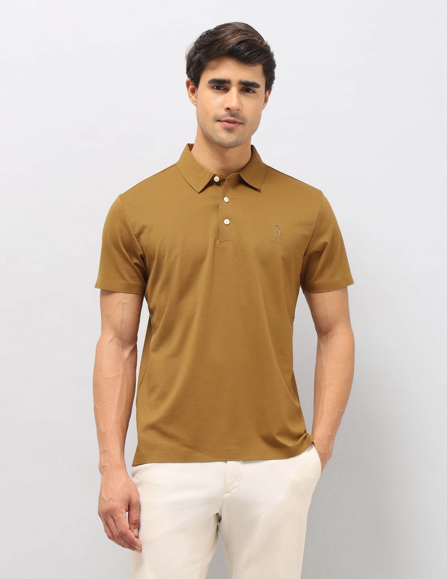 Slim Fit Solid Polo Shirt Brown - U.S. POLO ASSN. | Large
