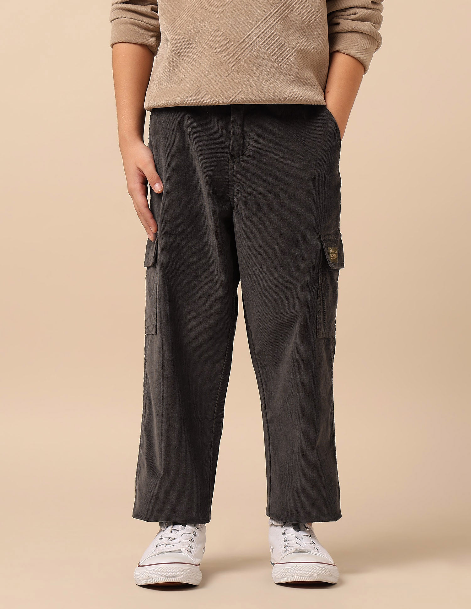 Boys Solid Corduroy Cargo Olive - U.S. POLO ASSN. | Large