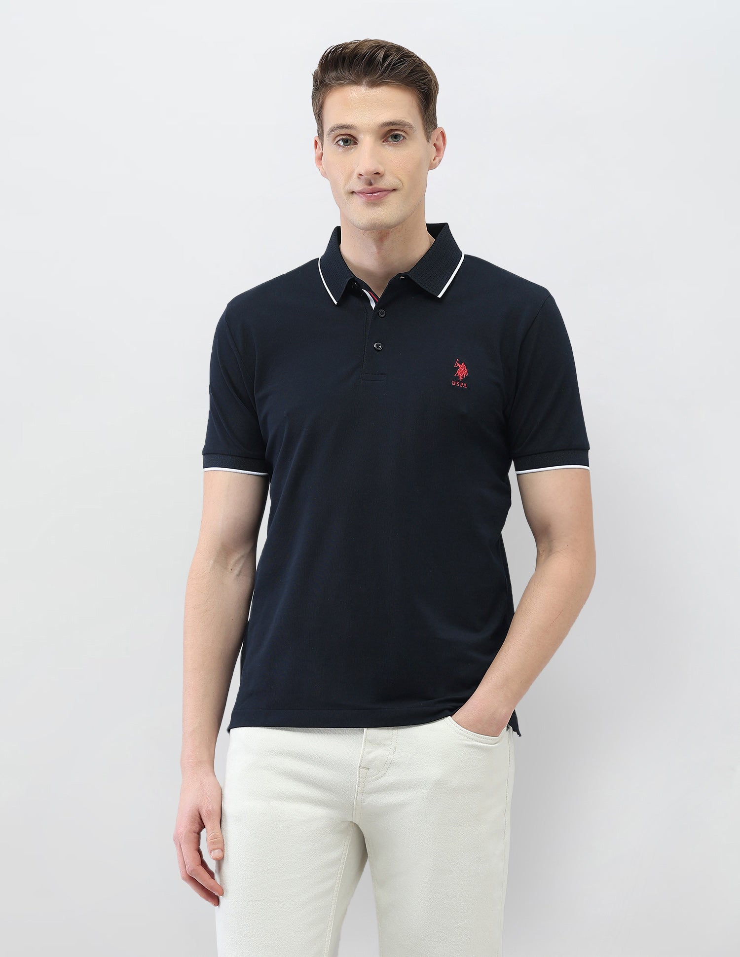 Solid New Port Marina Polo Shirt Navy - U.S. Polo Assn. India | Large