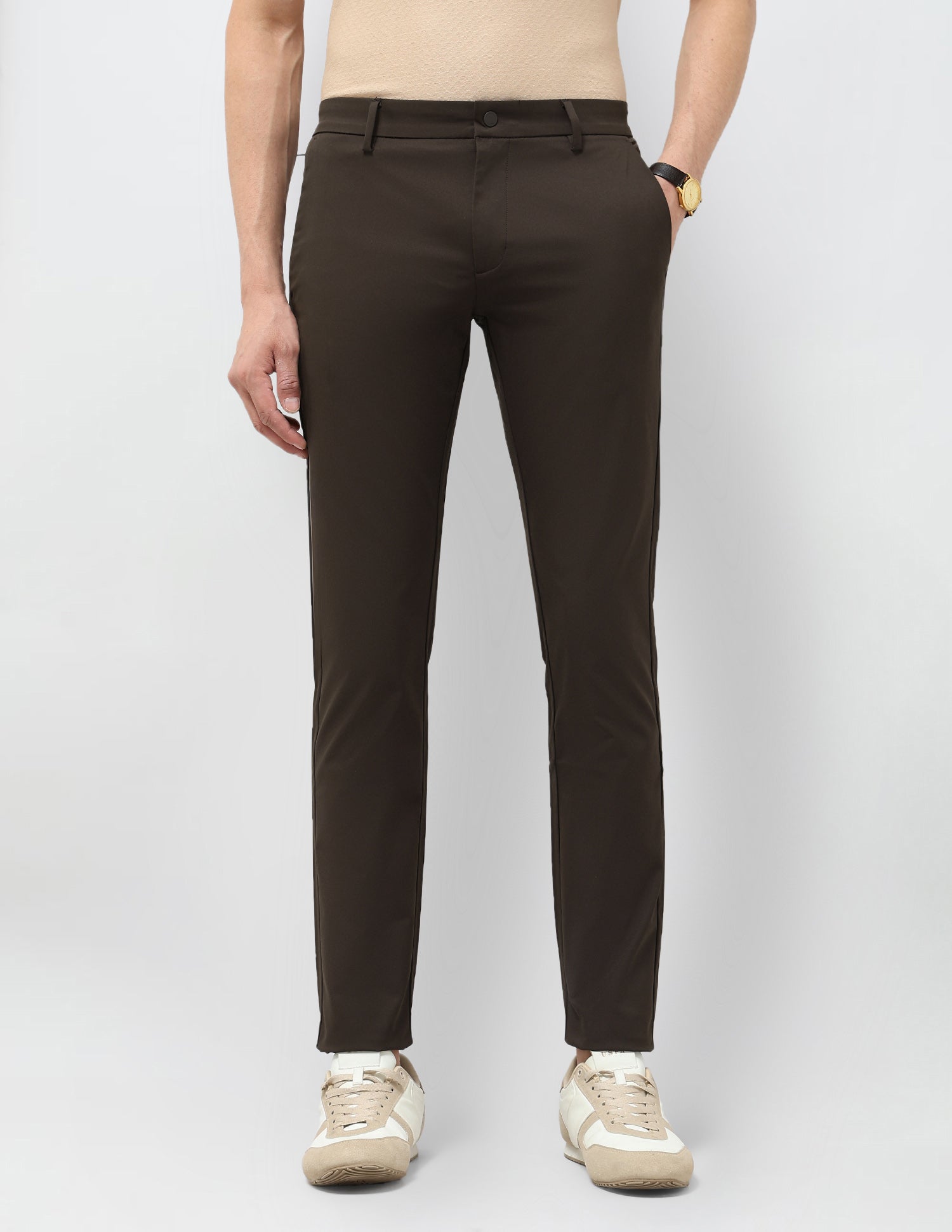 Austin Slim Fit Satin Trousers Choco - U.S. POLO ASSN. | Large