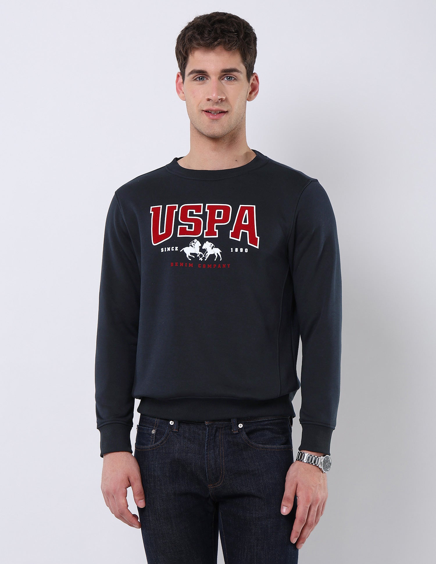 Brand Printed Regular Fit Sweatshirt Navy - U.S. POLO ASSN. | Large