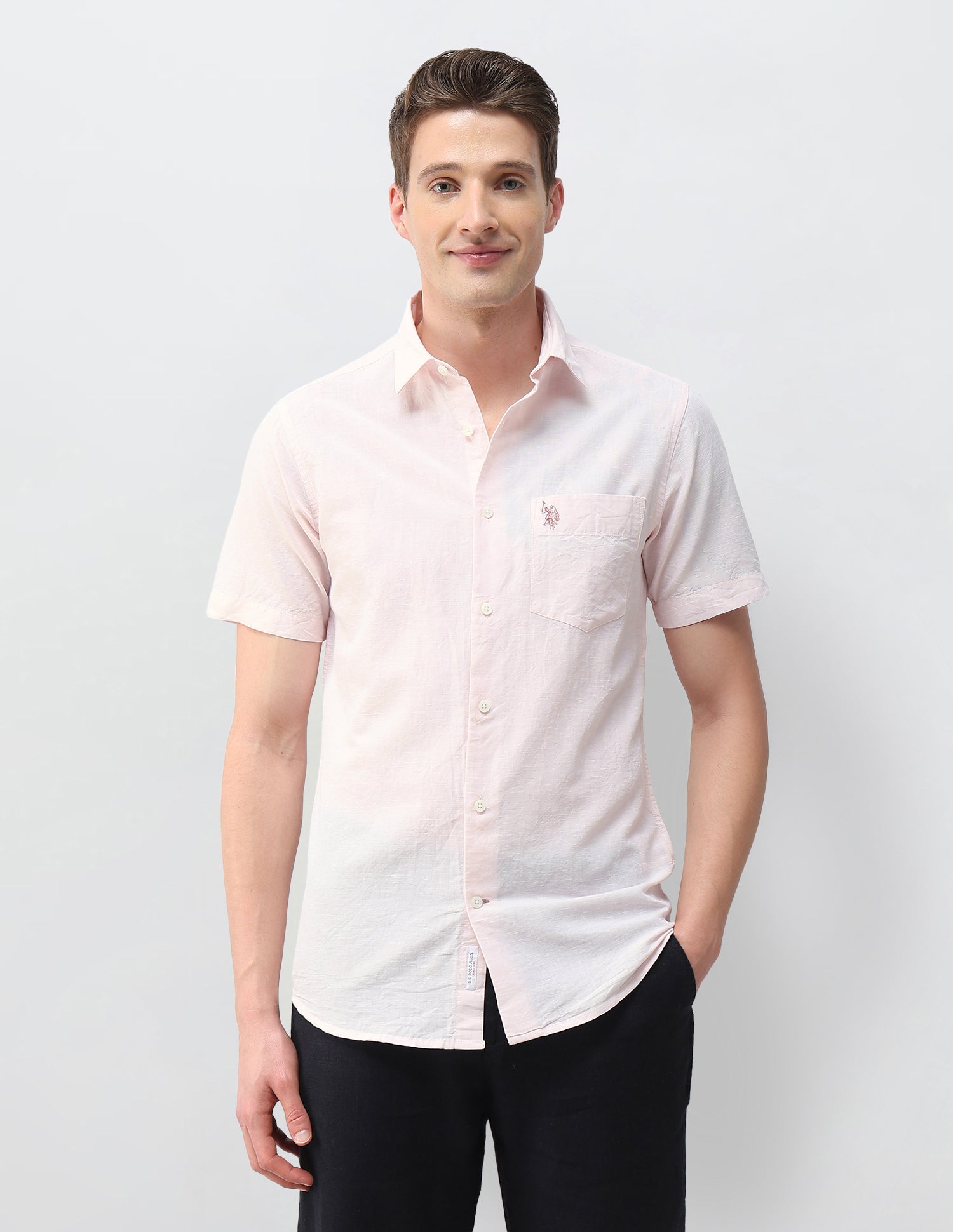 Solid Regular Fit Shirt Pink - U.S. Polo Assn. India | Large