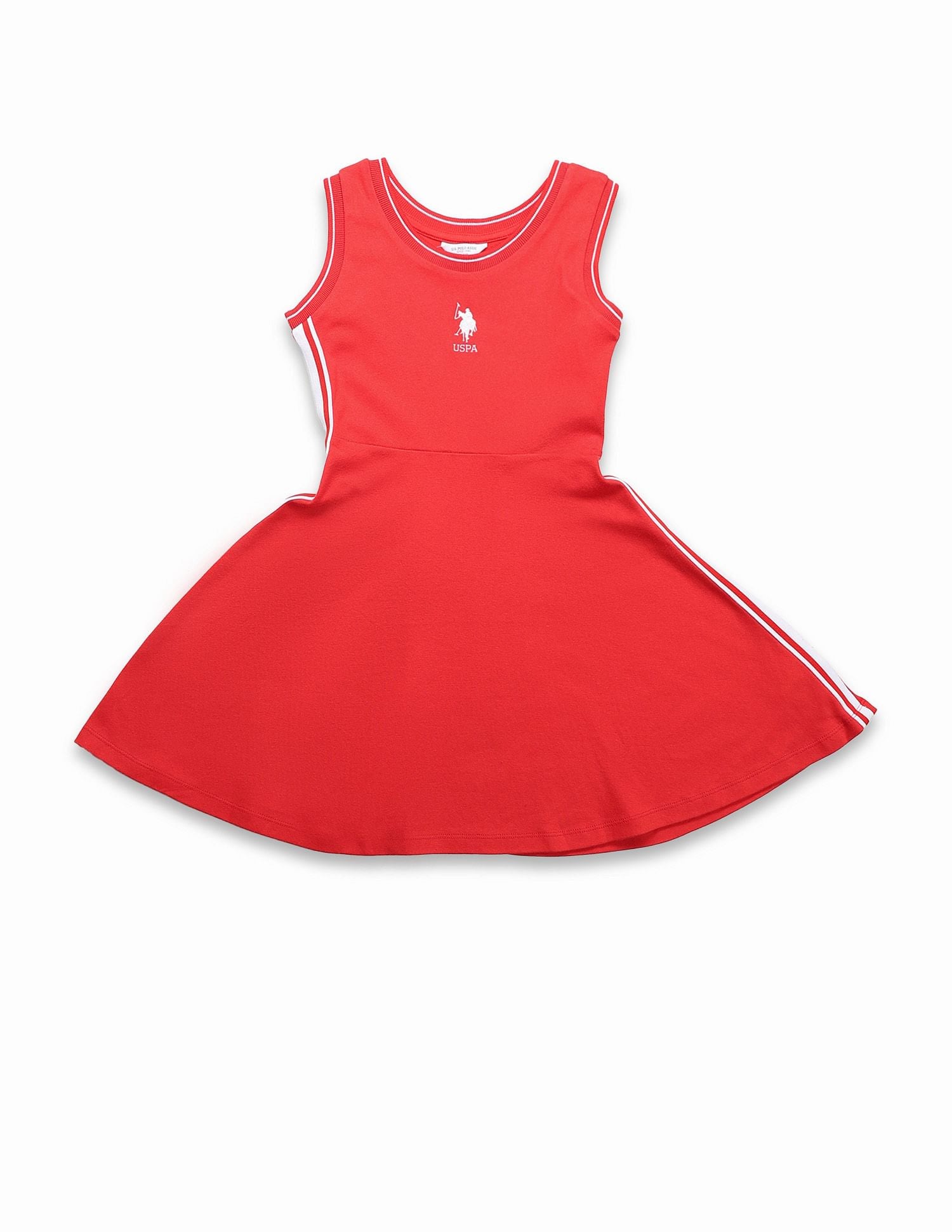 Girls Solid Fit And Flare Dress Red - U.S. POLO ASSN. | Large