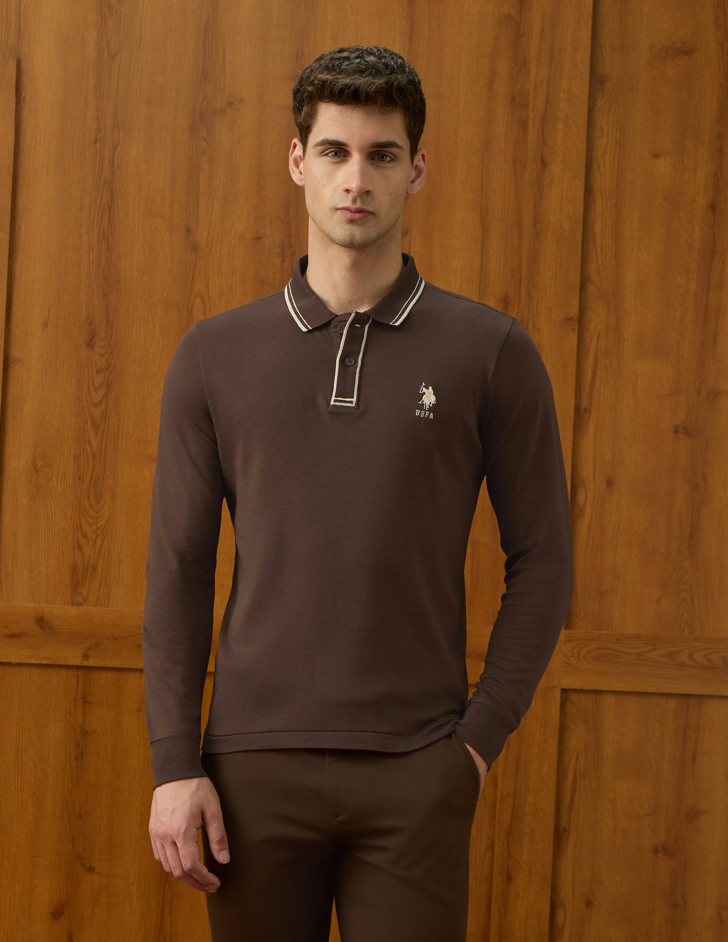 Solid Equestrian Aisle Theater Polo Shirt Dark Brown - U.S. POLO ASSN. | Large