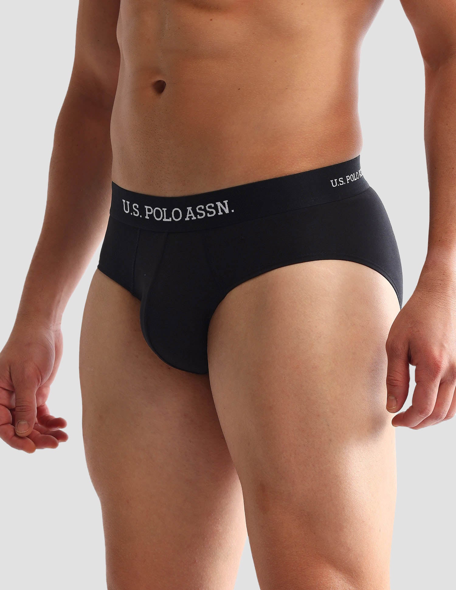 Anti Microbial Solid OEB13 Briefs - Pack Of 3 Black, Rust and Grey Melange - U.S. POLO ASSN. | Large