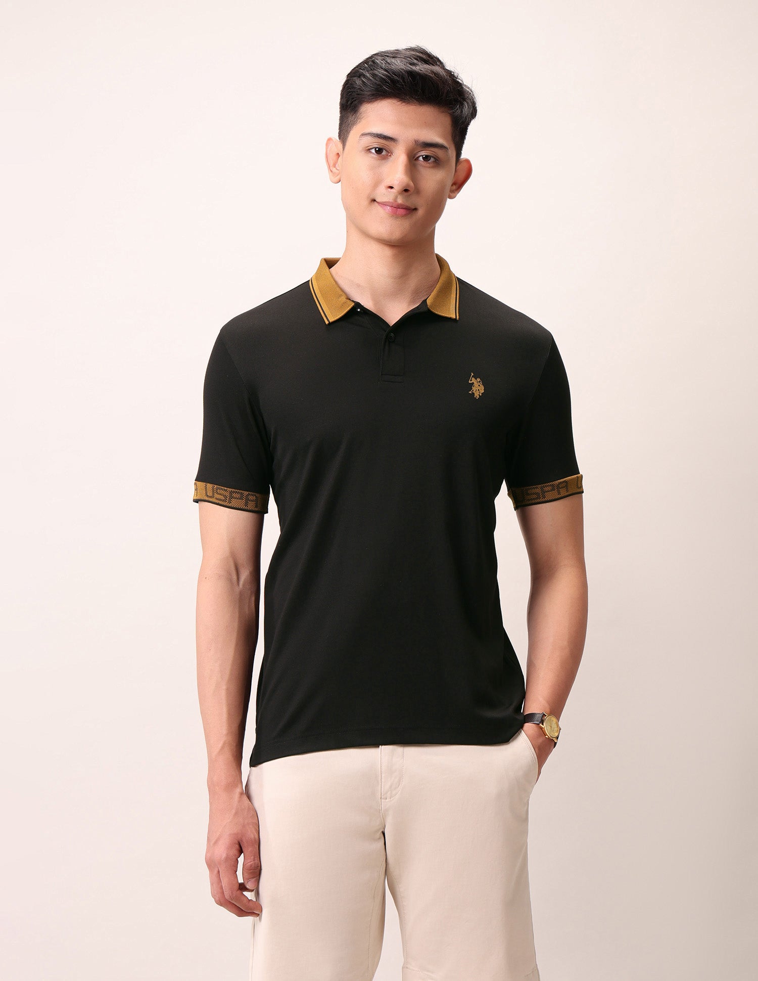 Muscle Fit Outdoor Polo Shirt Black - U.S. Polo Assn. India | Large