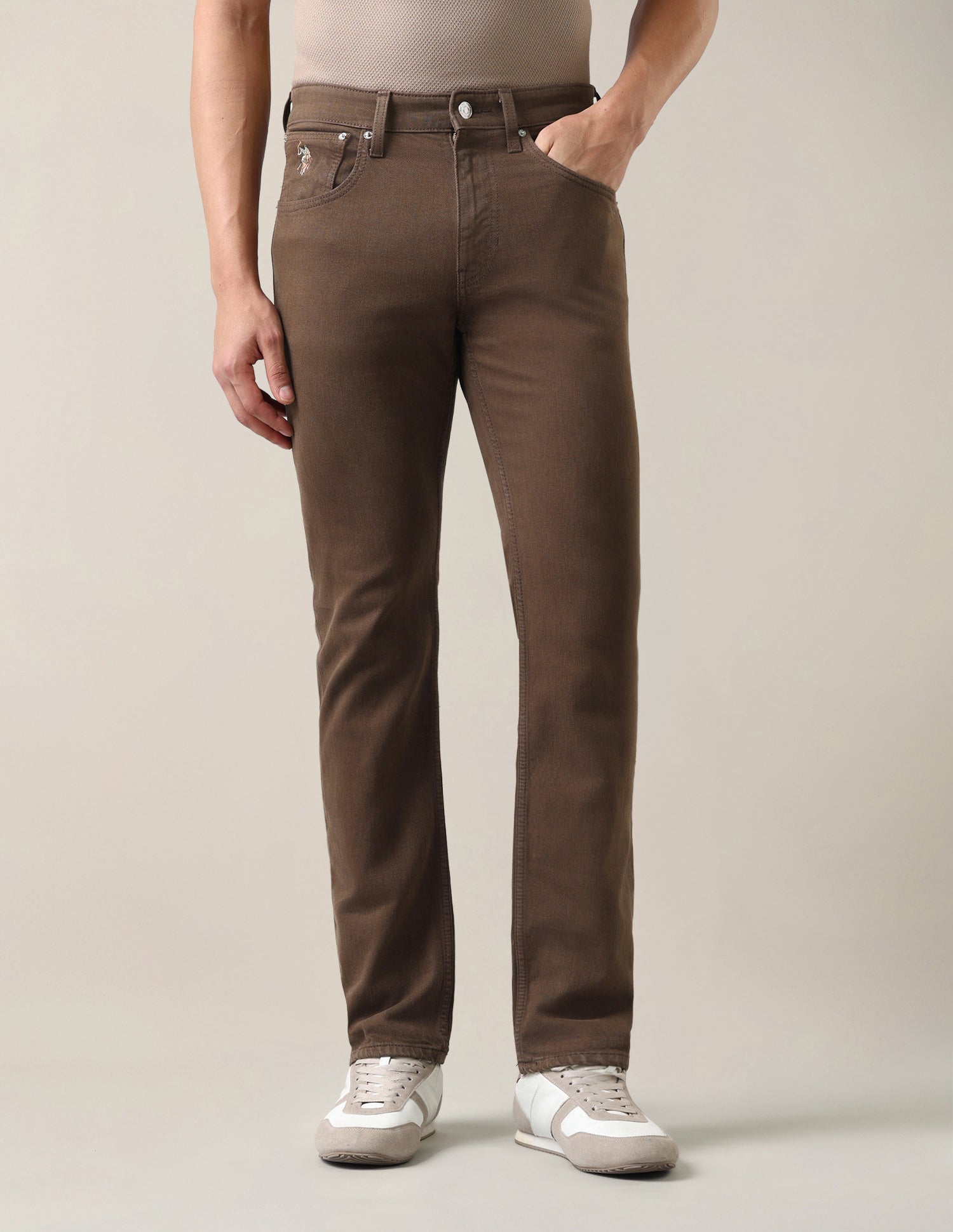 Harold Slim Straight Fit Brown Jeans Khaki - U.S. Polo Assn. India | Large