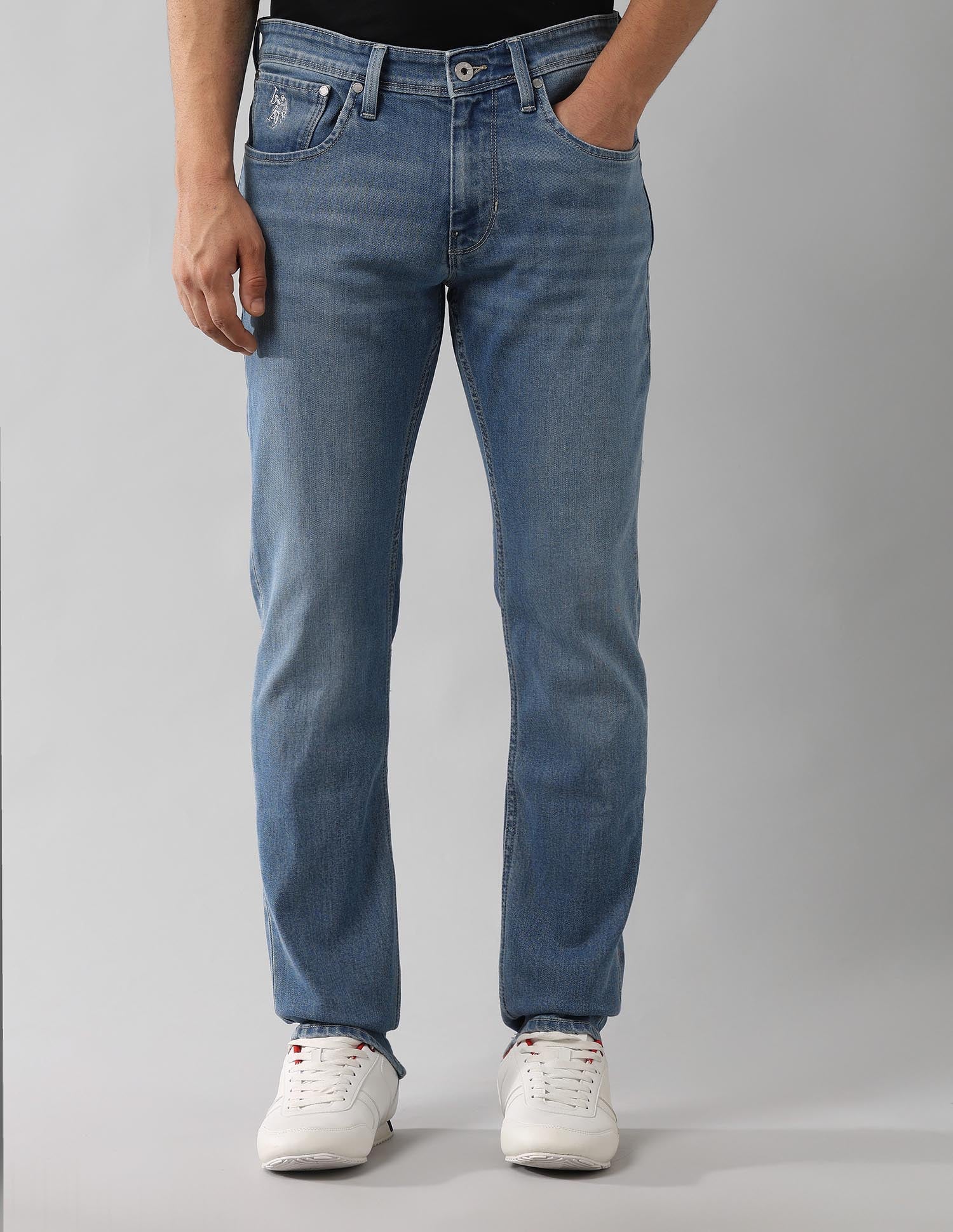 Brandon Fit Slim Tapered Fit Ultra Soft Jeans Blue - U.S. Polo Assn. India | Large
