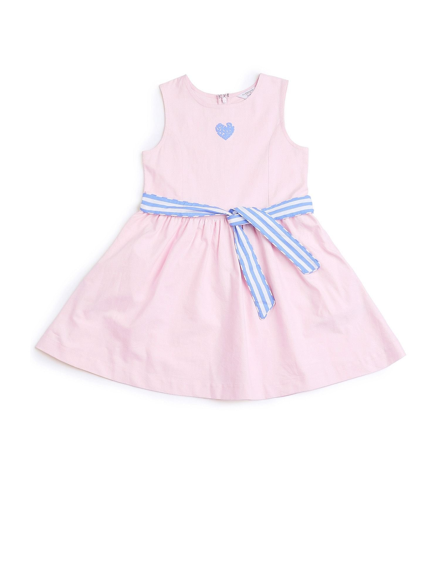 Girls Belted Fit And Flare Dress Pink - U.S. POLO ASSN. | Large