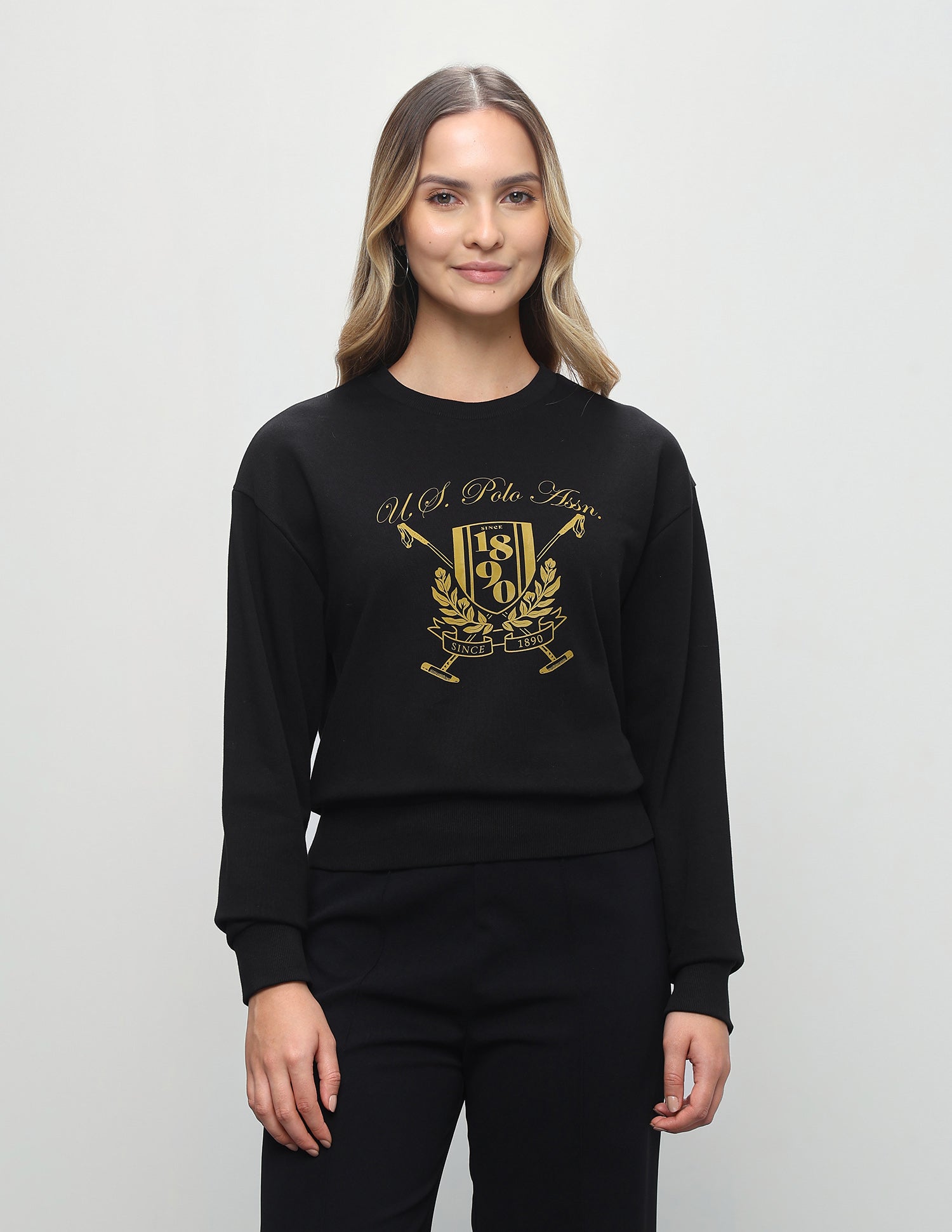 Graphic Brand Pritned Relaxed Fit Sweatshirt Black - U.S. Polo Assn. India | Large