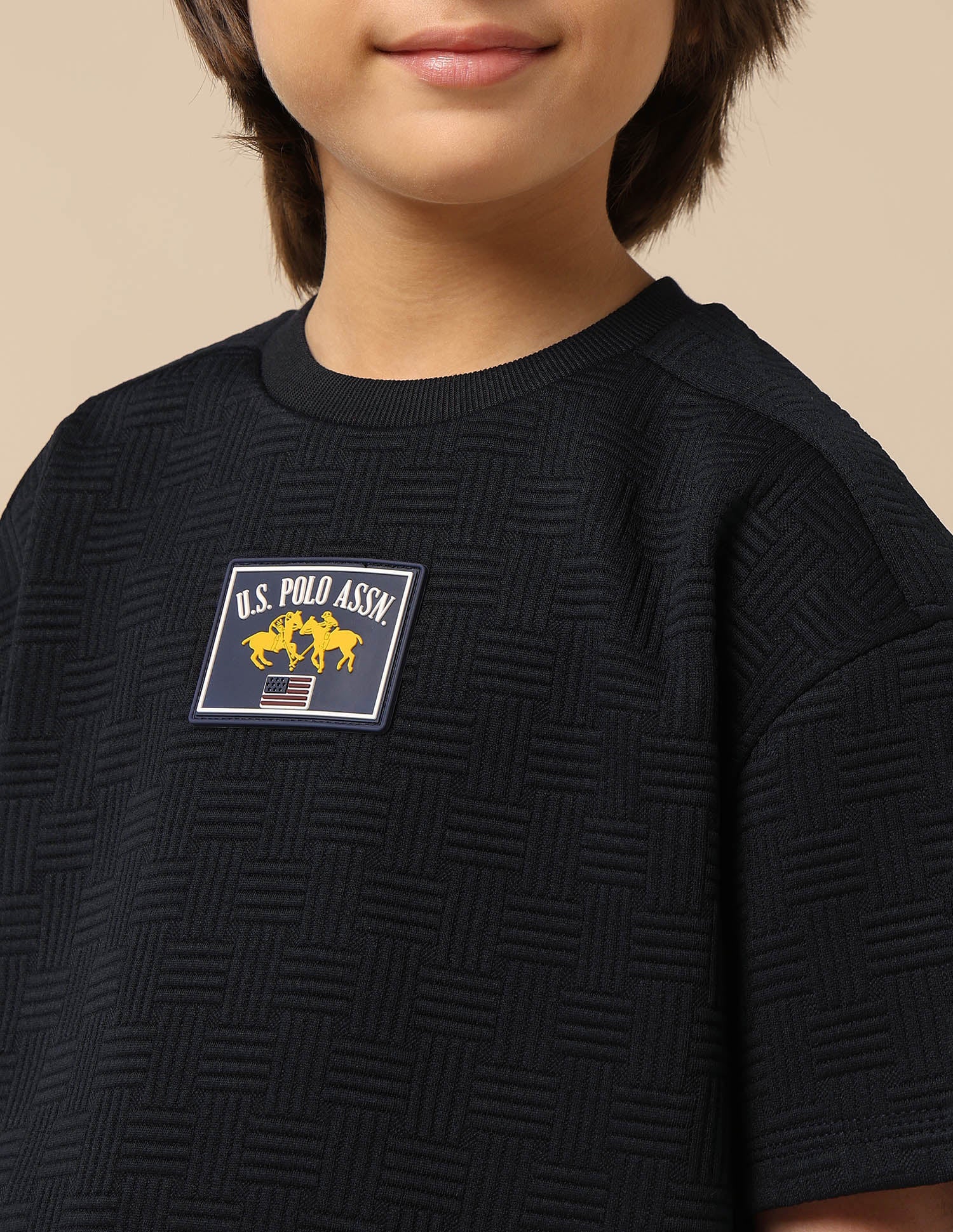 Boys Textured Boxy Fit T-Shirt Navy - U.S. POLO ASSN. | Large
