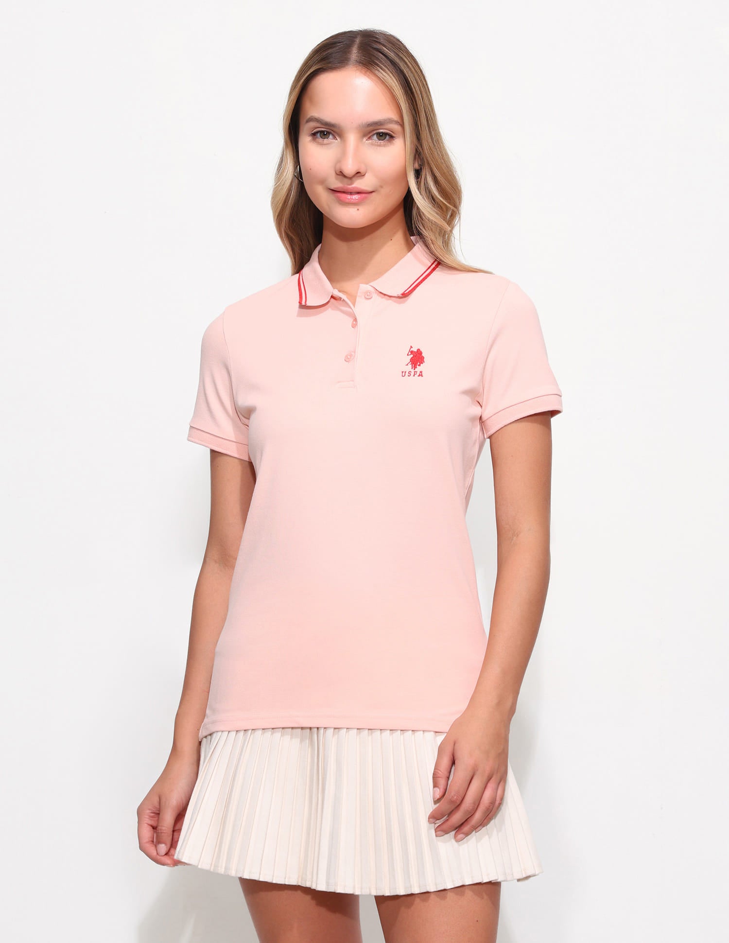 Regular Fit Solid Polo Shirt Pink - U.S. Polo Assn. India | Large