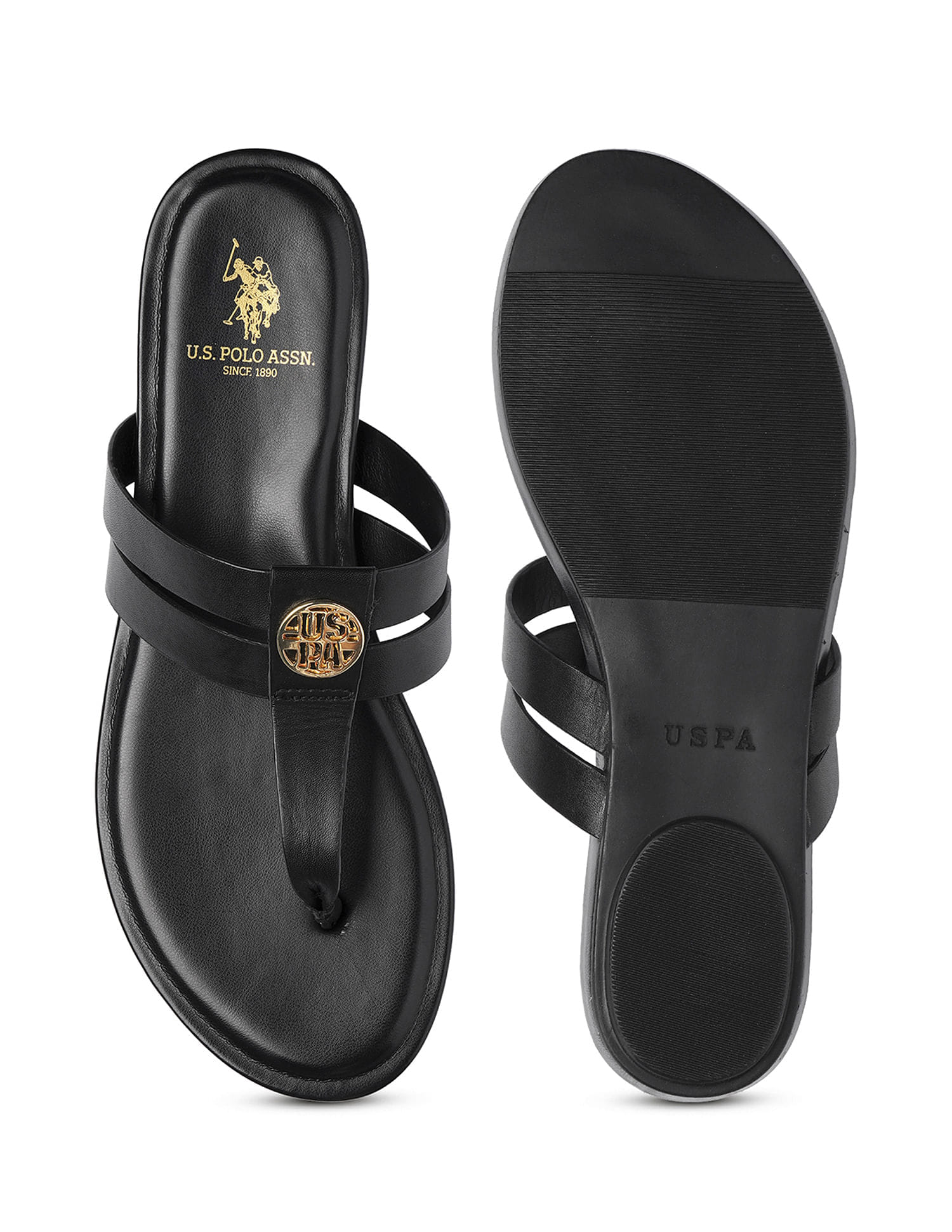 Micky Black Lightweight Footbed Flats Black - U.S. Polo Assn. India | Large