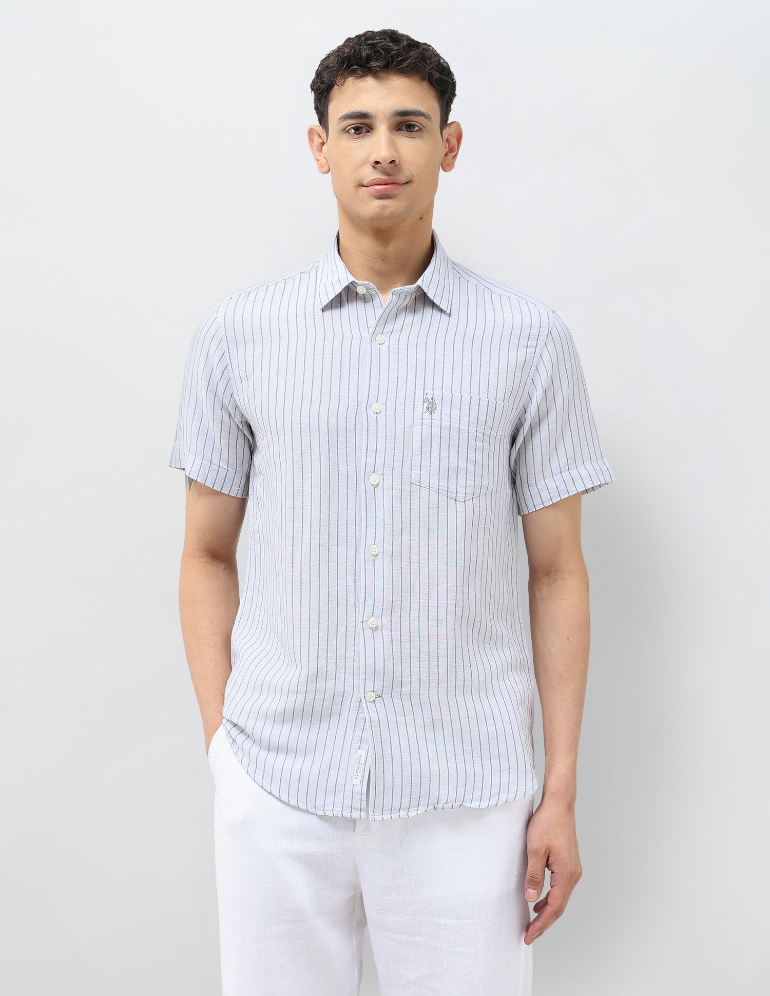 Vertical Striped Tailored Fit Shirt Grey - U.S. POLO ASSN. | Large