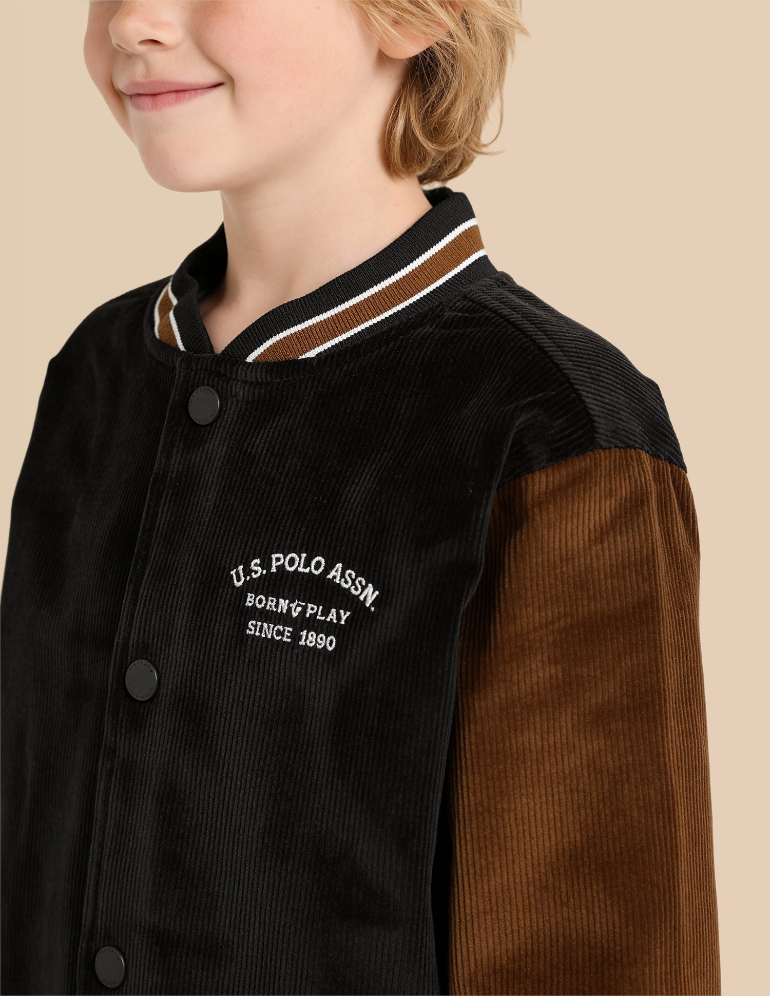 Boys Solid Regular Fit Varsity Jacket Dark Brown - U.S. Polo Assn. India | Large