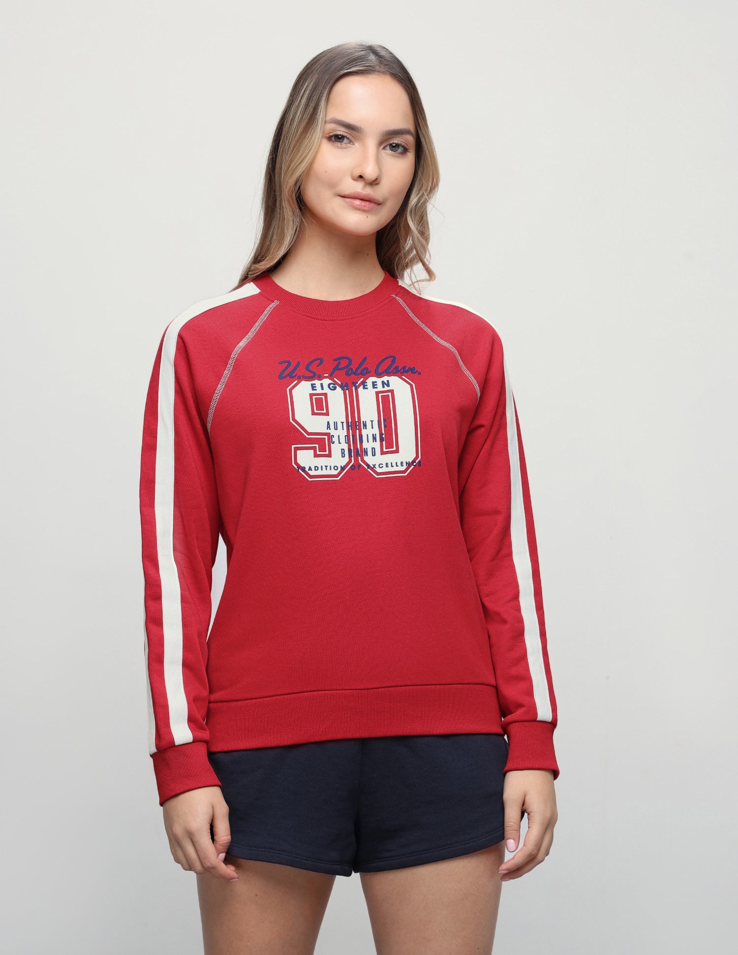 Typographic Brand Printed Regular Fit Sweatshirt Red - U.S. Polo Assn. India | Large
