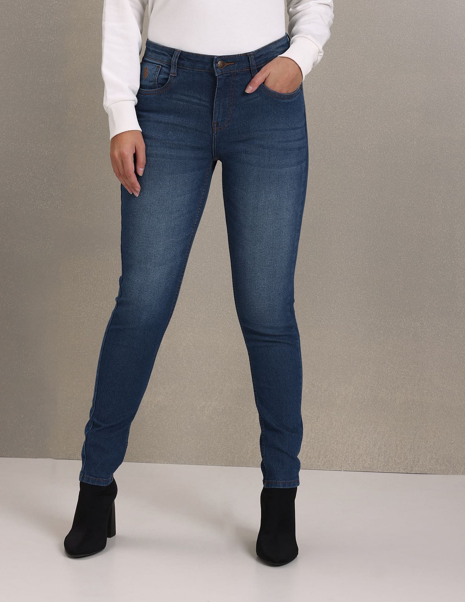 Stone Wash Skinny Fit Jeans Blue - U.S. Polo Assn. India | Large