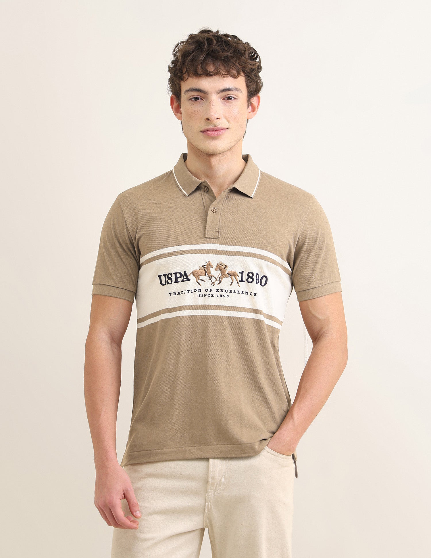 Sotogrande Brand Embroidered Polo Shirt Brown - U.S. Polo Assn. India | Large