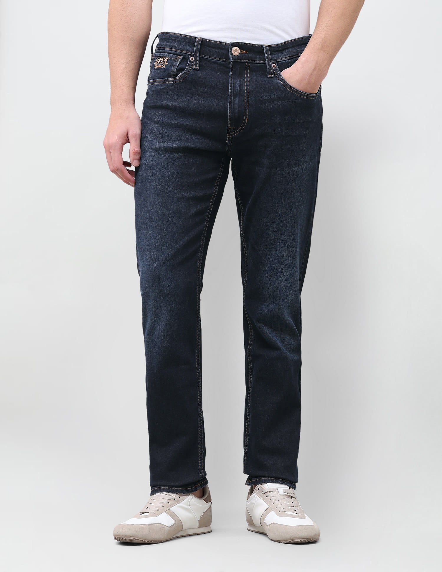 Solid Slim Straight Fit Jeans Blue - U.S. Polo Assn. India | Large
