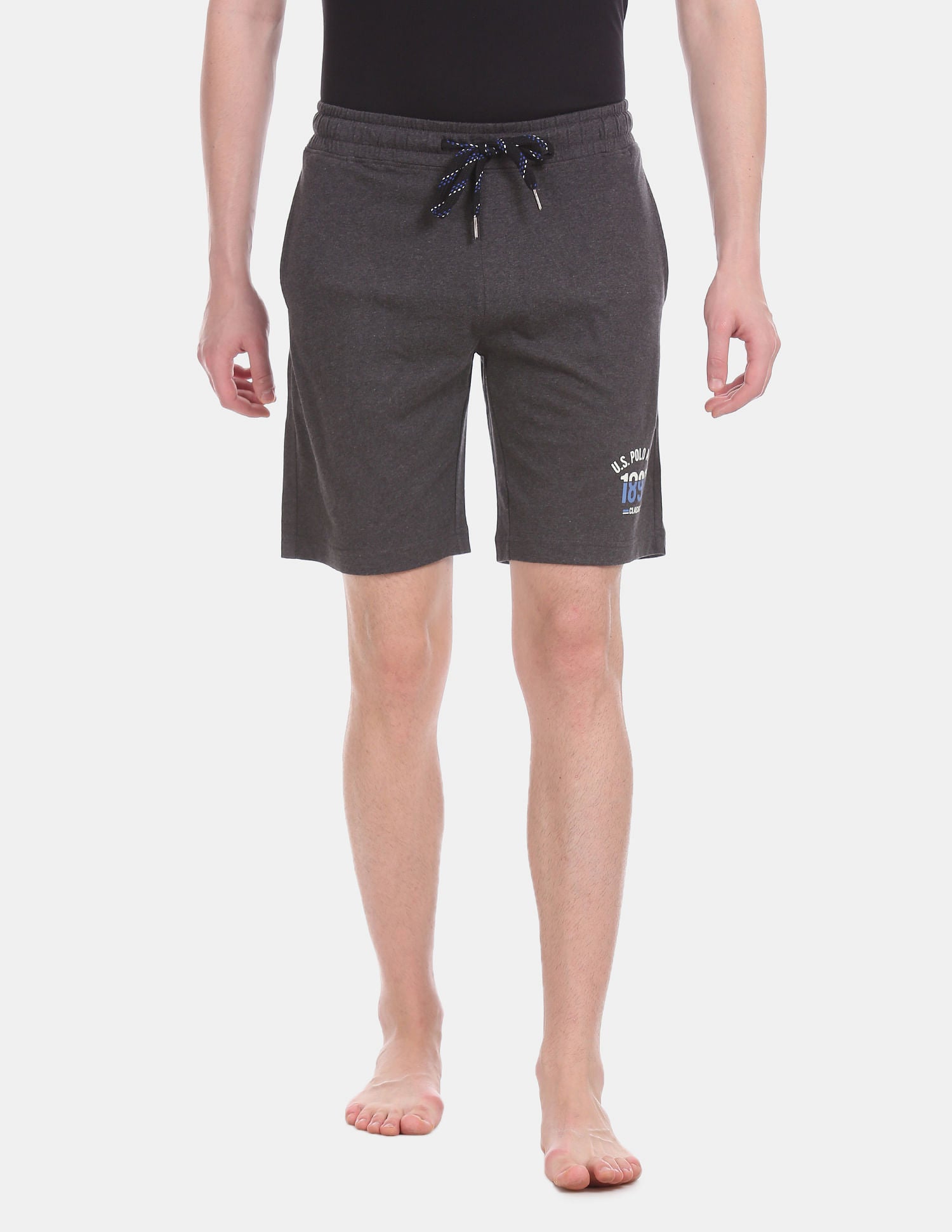 Men Charcoal I670 Comfort Fit Solid Cotton Polyester Shorts Pack of 1 Anthra Melange - U.S. Polo Assn. India | Large