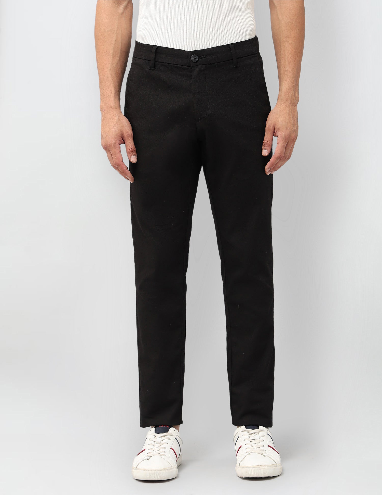 Textured Austin Slim Fit Trousers Black - U.S. POLO ASSN. | Large