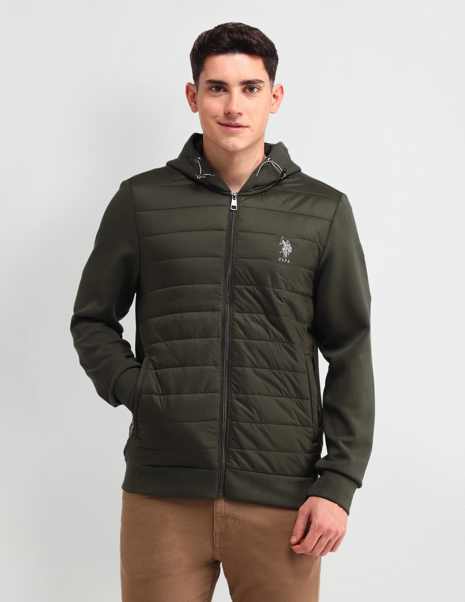Solid Regular Fit Jacket Olive - U.S. POLO ASSN. | Large