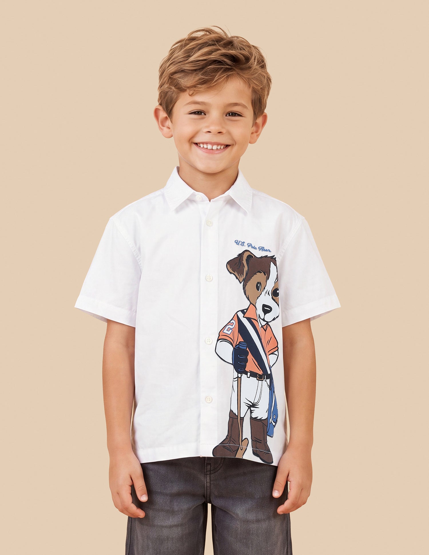 Graphic Printed Boxy Fit Shirt White - U.S. Polo Assn. India | Large