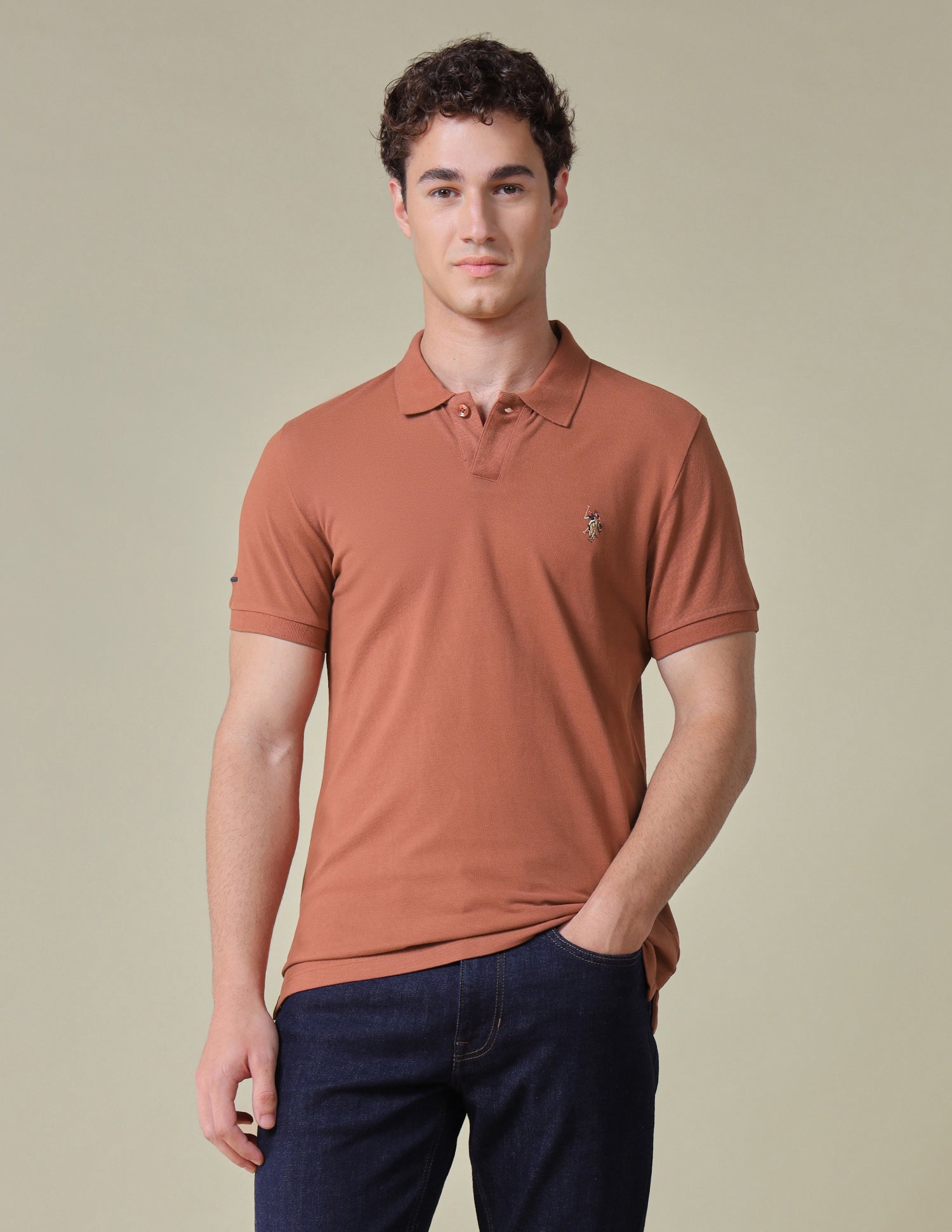 Solid Regular Fit Polo Shirt Rust - U.S. Polo Assn. India | Large