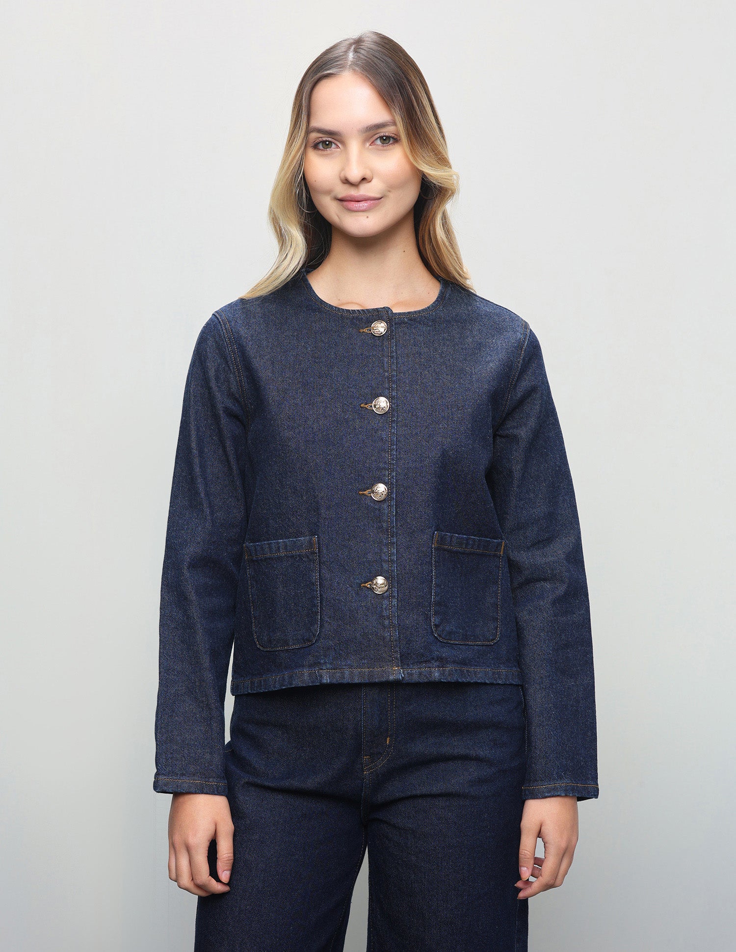 Solid Regular Fit Denim Jacket Dark Blue - U.S. Polo Assn. India | Large