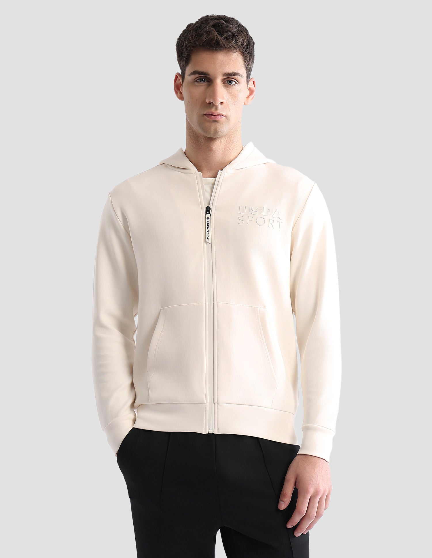 Solid Slim Fit Sweatshirt Off White - U.S. POLO ASSN. | Large
