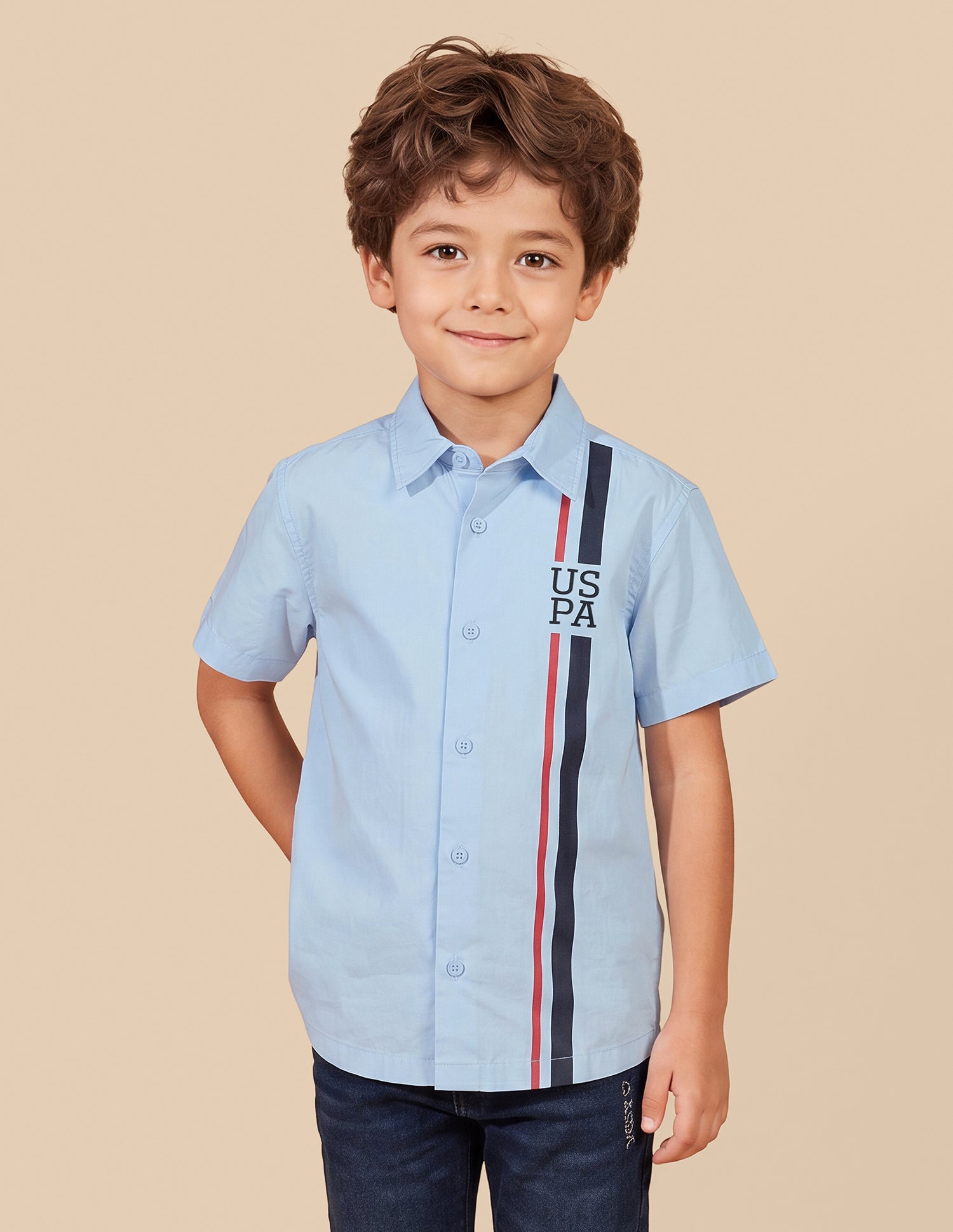 Solid Regular Fit Shirt Light Blue - U.S. Polo Assn. India | Large